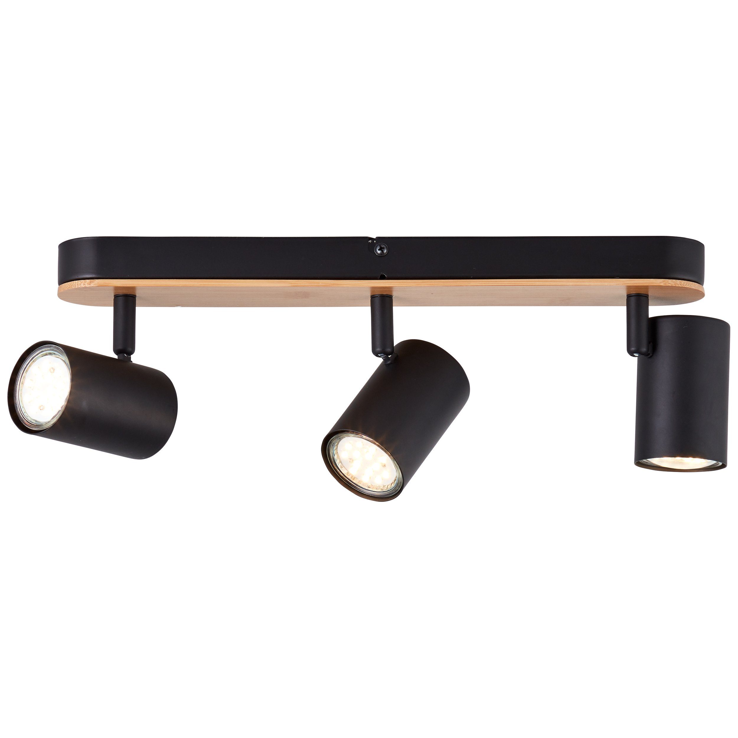 Brilliant Deckenstrahler Niels, ohne Leuchtmittel, Breite 41 cm, GU10, Metall/Bambus, schwarz matt/natur