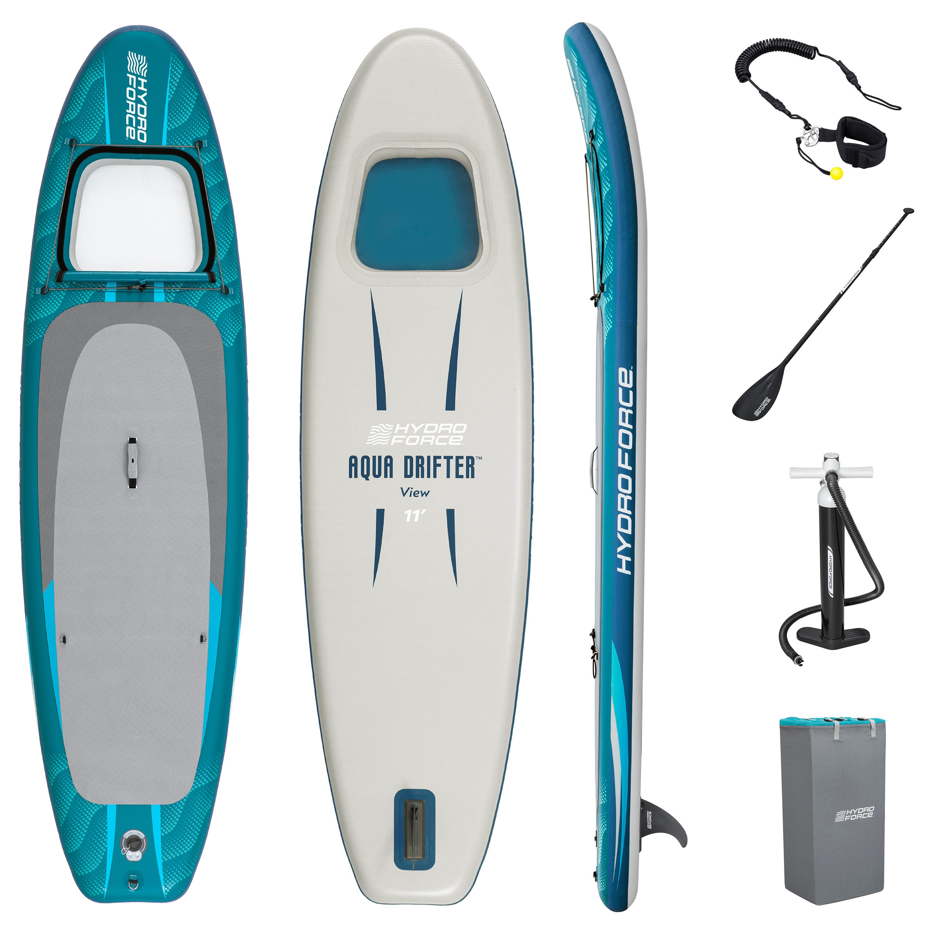 Bestway SUP-Board Hydro Force® Aqua Drifter™ View, Freizeit, (Set, 1 tlg., Inkl. Pumpe, Paddel, Transportrucksack), 335 x 91,5 x 15 cm
