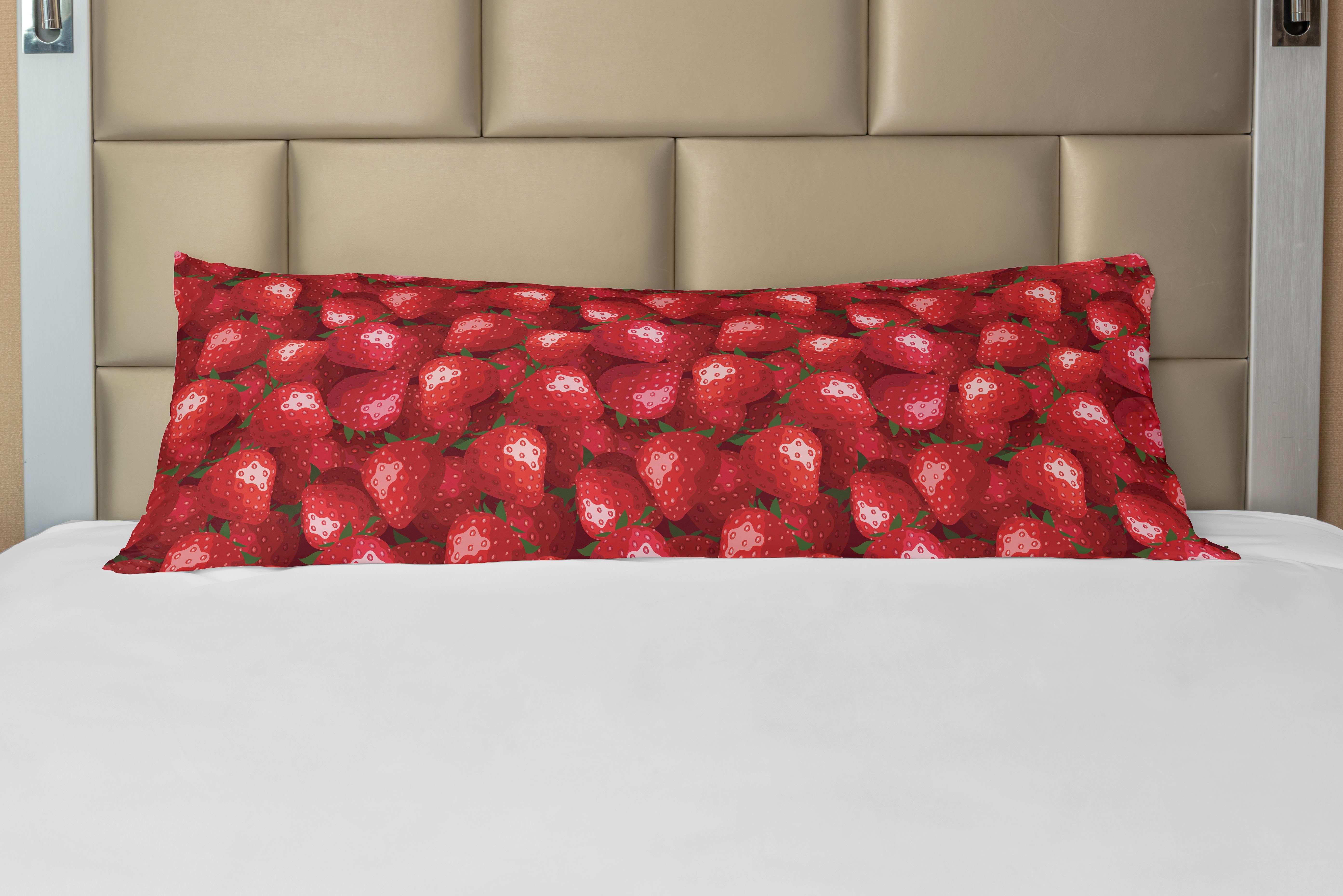 Seitenschläferkissenbezug Deko-Akzent Langer Kissenbezug, Abakuhaus, rot Erdbeeren Reife Früchte
