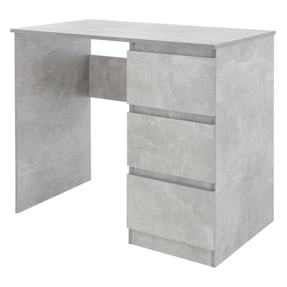 ML-DESIGN Schreibtisch Bürotisch mit 3 Schubladen Computertisch Arbeitstisch Laptoptisch, Homeoffice Büromöbel PC Tisch Beton-Optik 90x76x50 cm mit Stauraum