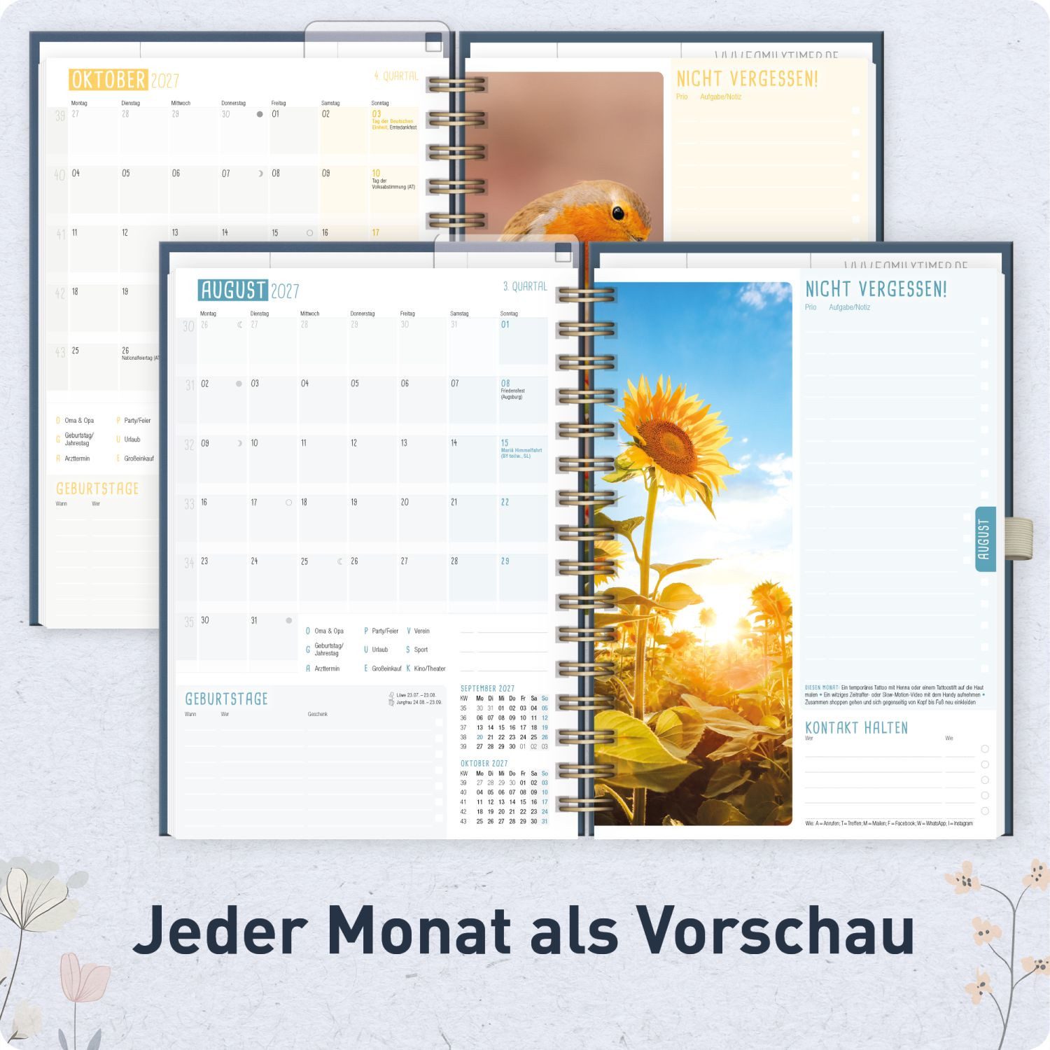Häfft Terminkalender Family-Timer Deluxe 2026/2027 / 17 Monate / A5, Wire-O-Bindung – Bild 5 von 5