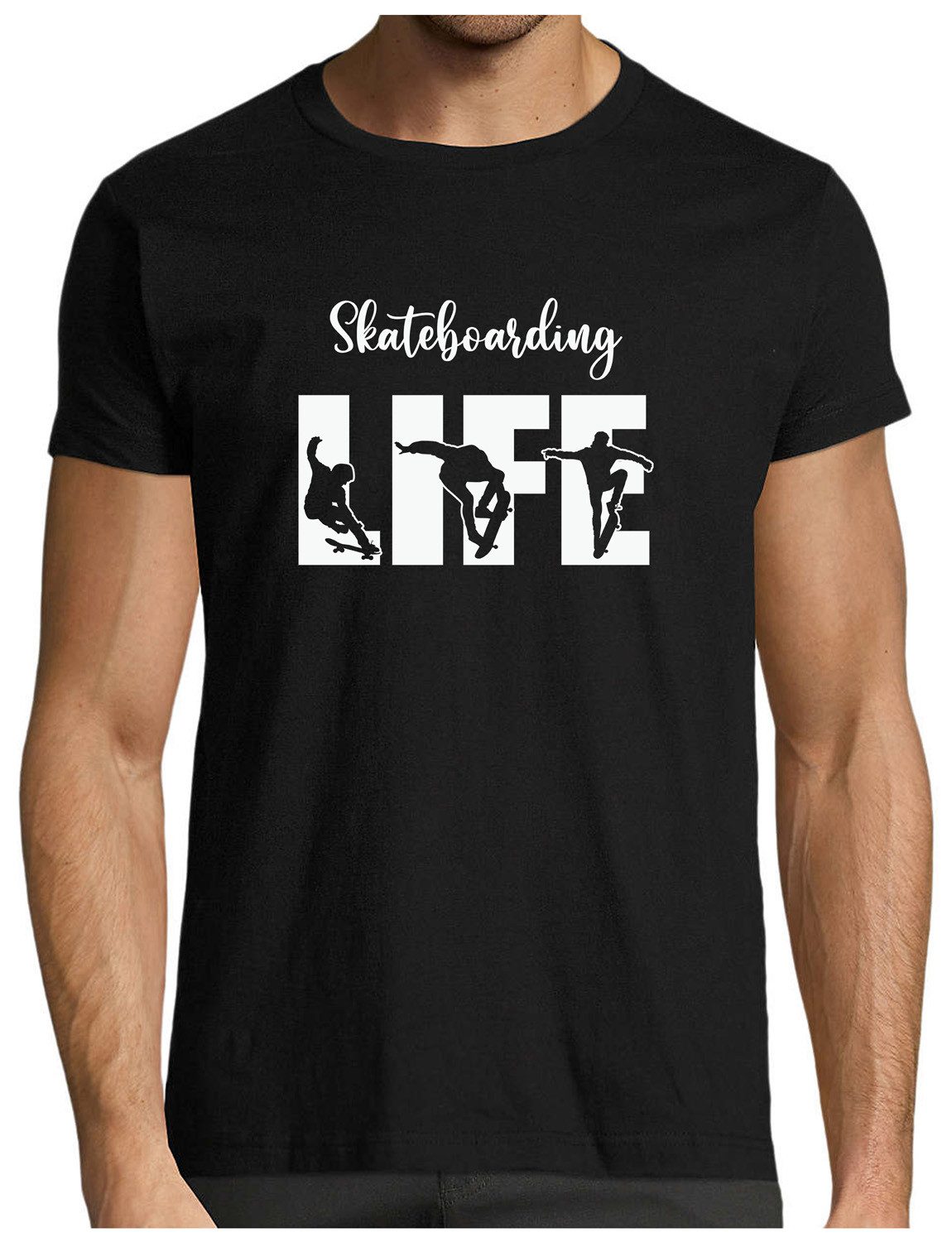 T-Shirt Herren Skater Shirt "Skateboarding Life"-Brustprint