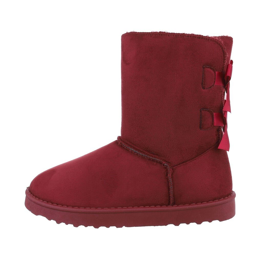 Ital-Design Damen Snowboots Freizeit Snowboots (84906874) Flach Flache Stiefeletten in Weinrot