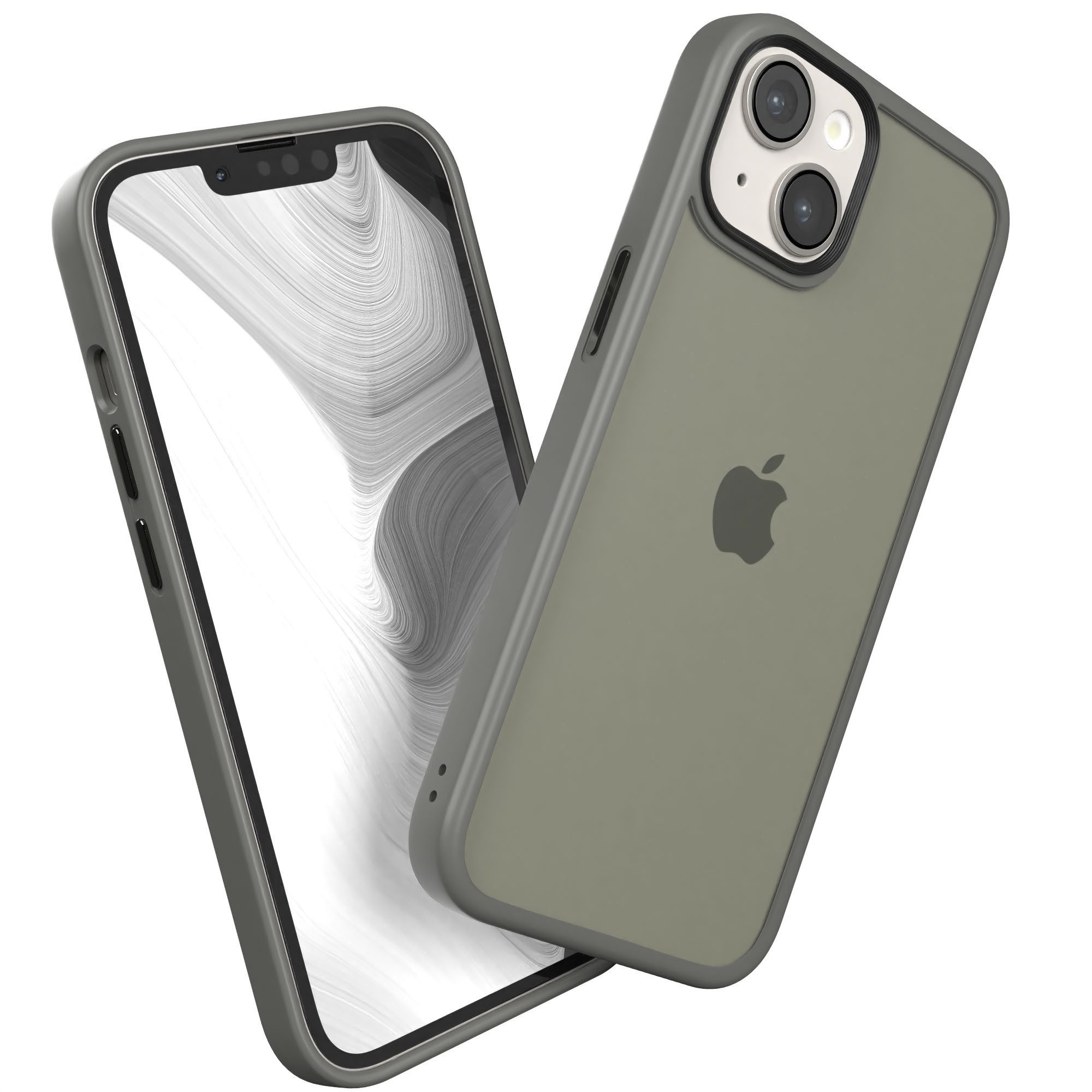 EAZY CASE Handyhülle Outdoor Case für Apple iPhone 14 / Apple iPhone 13 6,1 Zoll, Hybrid Case mit Aufprallschutz Transparent kratzfest Back Cover Grau