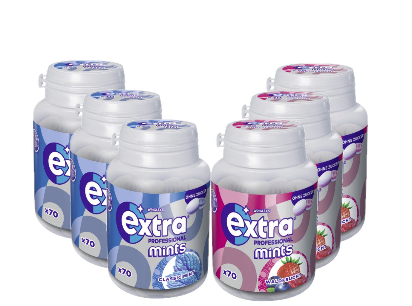 EXTRA Süßigkeit Extra Professional Mint Mix 6 Dosen, 2 Sorten, Classic & Waldfrucht