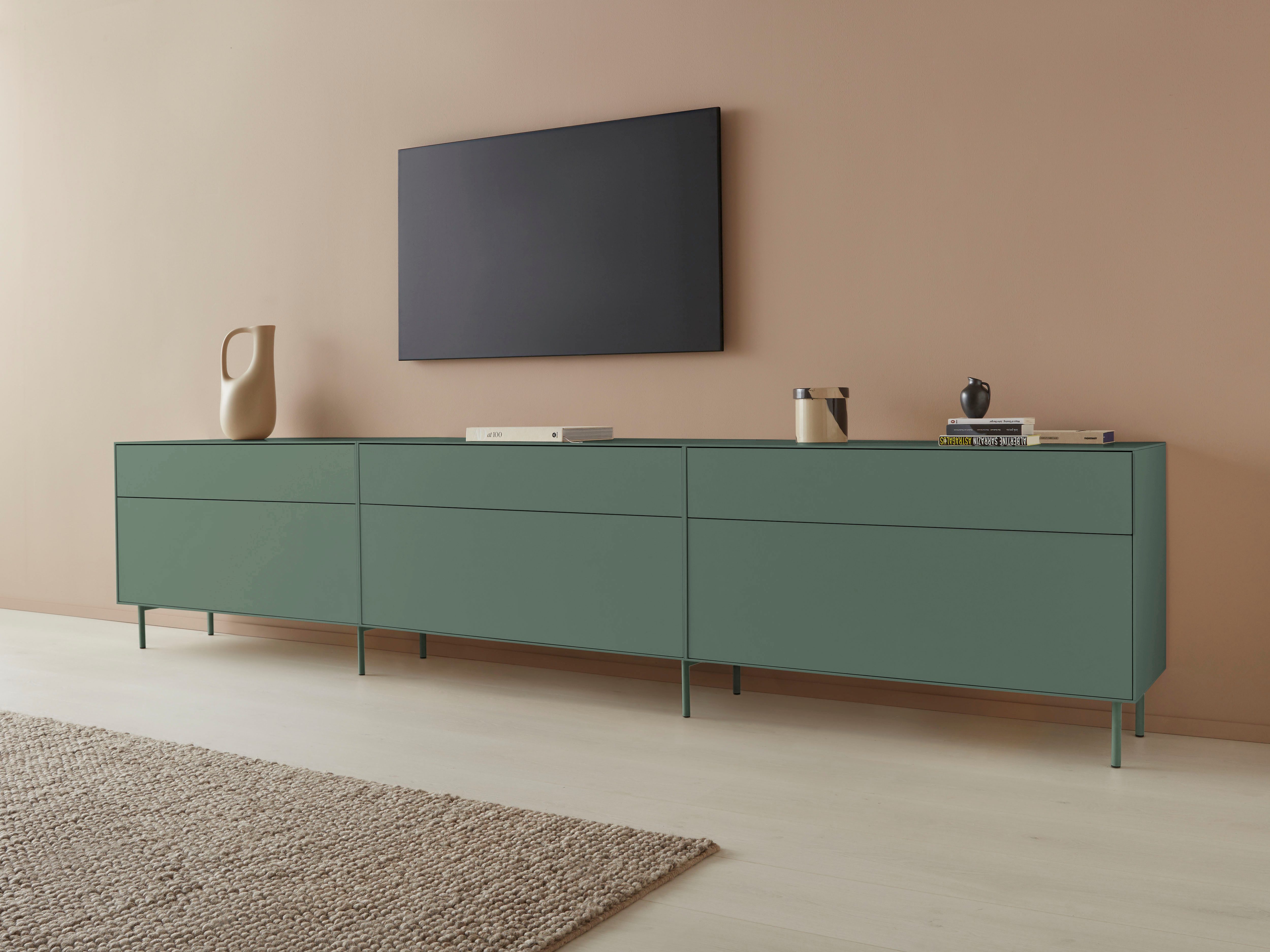 LeGer Home by Lena Gercke Lowboard Essentials (3 St), Breite: 336cm, MDF lackiert, Push-to-open-Funktion