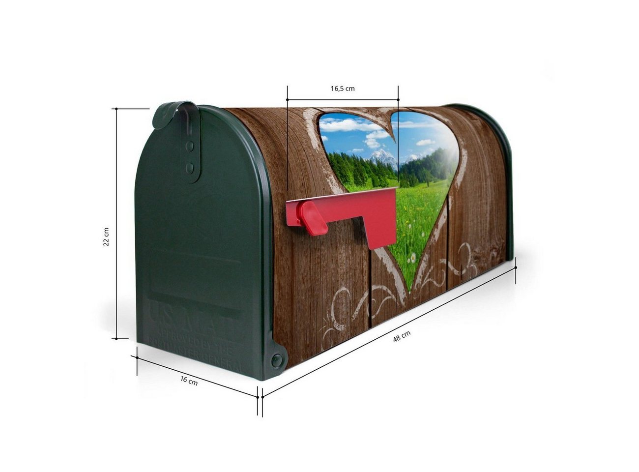Thumbnail - banjado Amerikanischer Briefkasten Mailbox Ausblick mit Herz (Amerikanischer Briefkasten, original aus Mississippi USA),...
