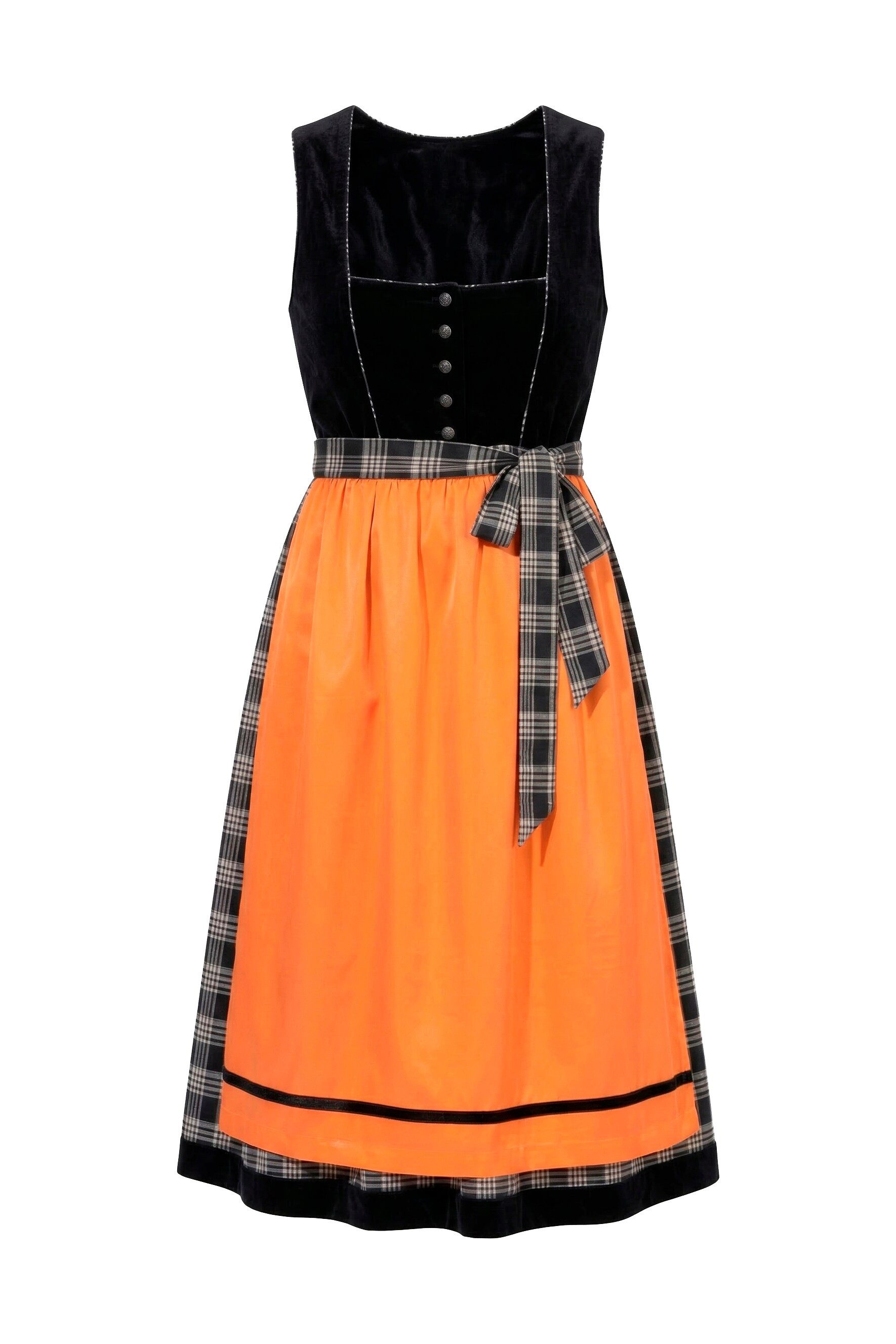 Ulla Popken Dirndl Samt-Dirndl Karomuster Carré-Ausschnitt