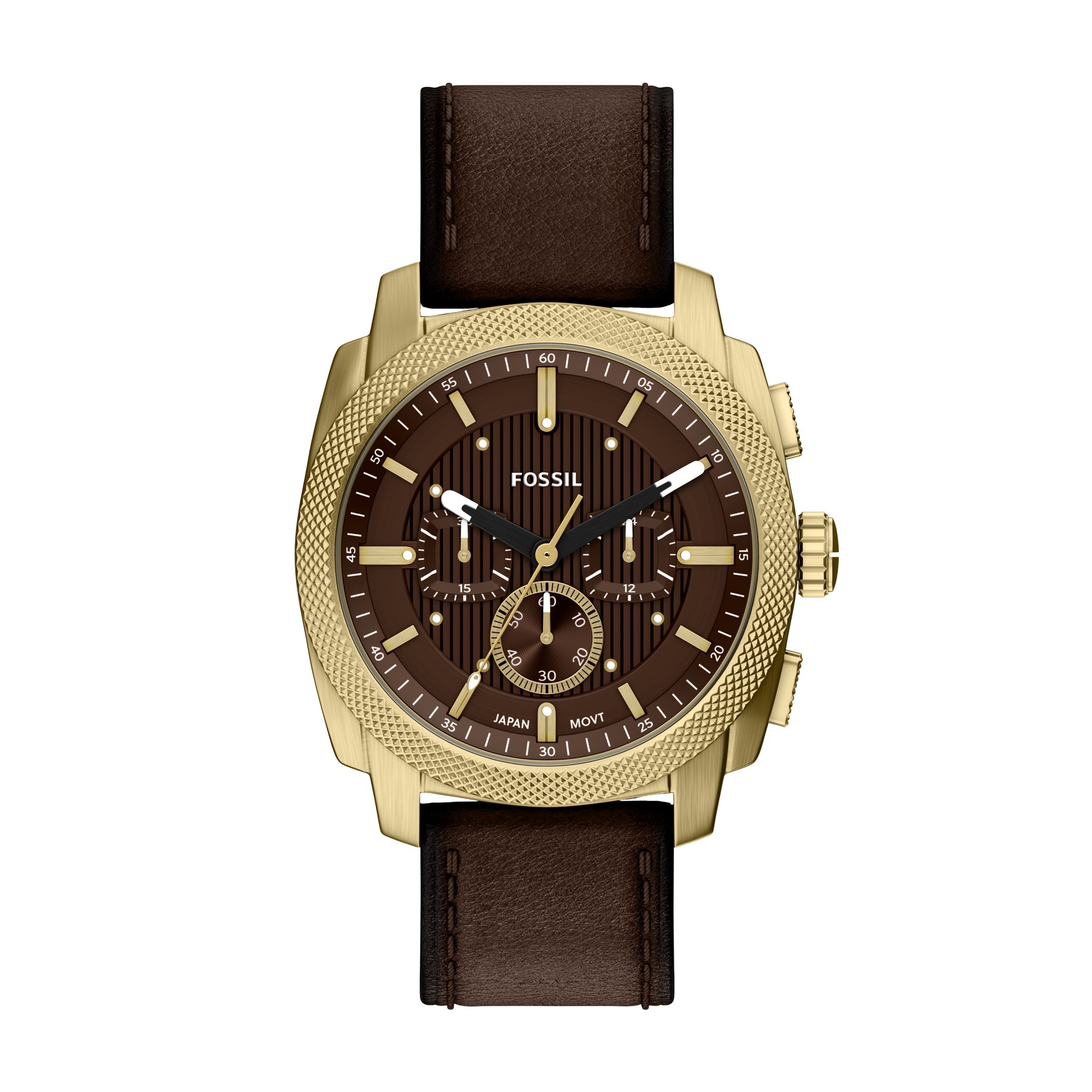 Fossil Chronograph Machine FS6188, Quarzuhr, Armbanduhr, Lederarmband, analog, Tag, Stoppfunktion