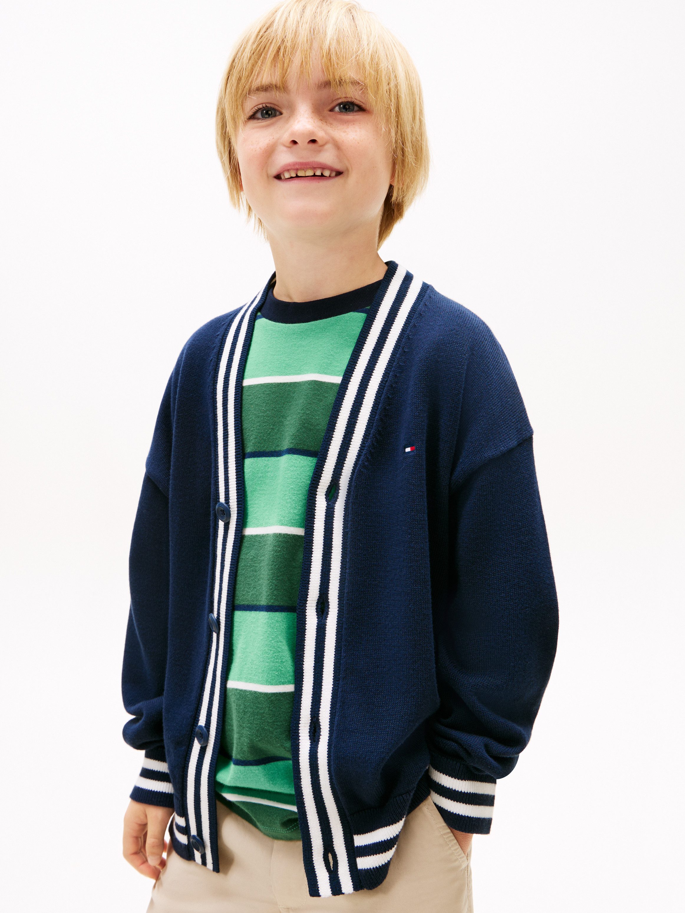 Tommy Hilfiger Strickjacke VARSITY RIB V-NECK CARDIGAN Kinder bis 16 Jahre, regular fit