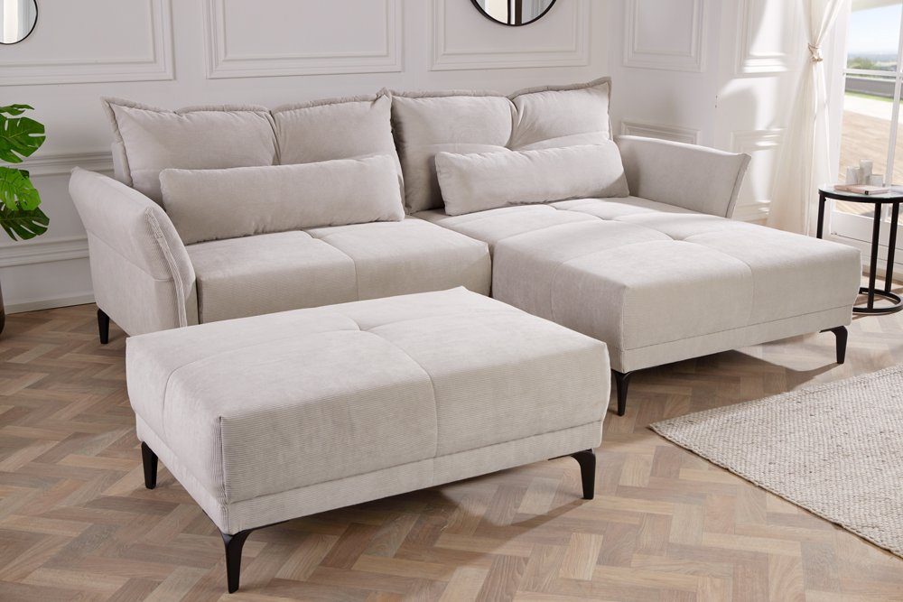riess-ambiente Sitzhocker DESIGNO 105cm grau / schwarz - Cord, Metallfüße, eckig, gepolstert (Einzelartikel, 1 St), Polsterhocker m. Wellenunterfederung- ideal f. moderne Couches & Sofas