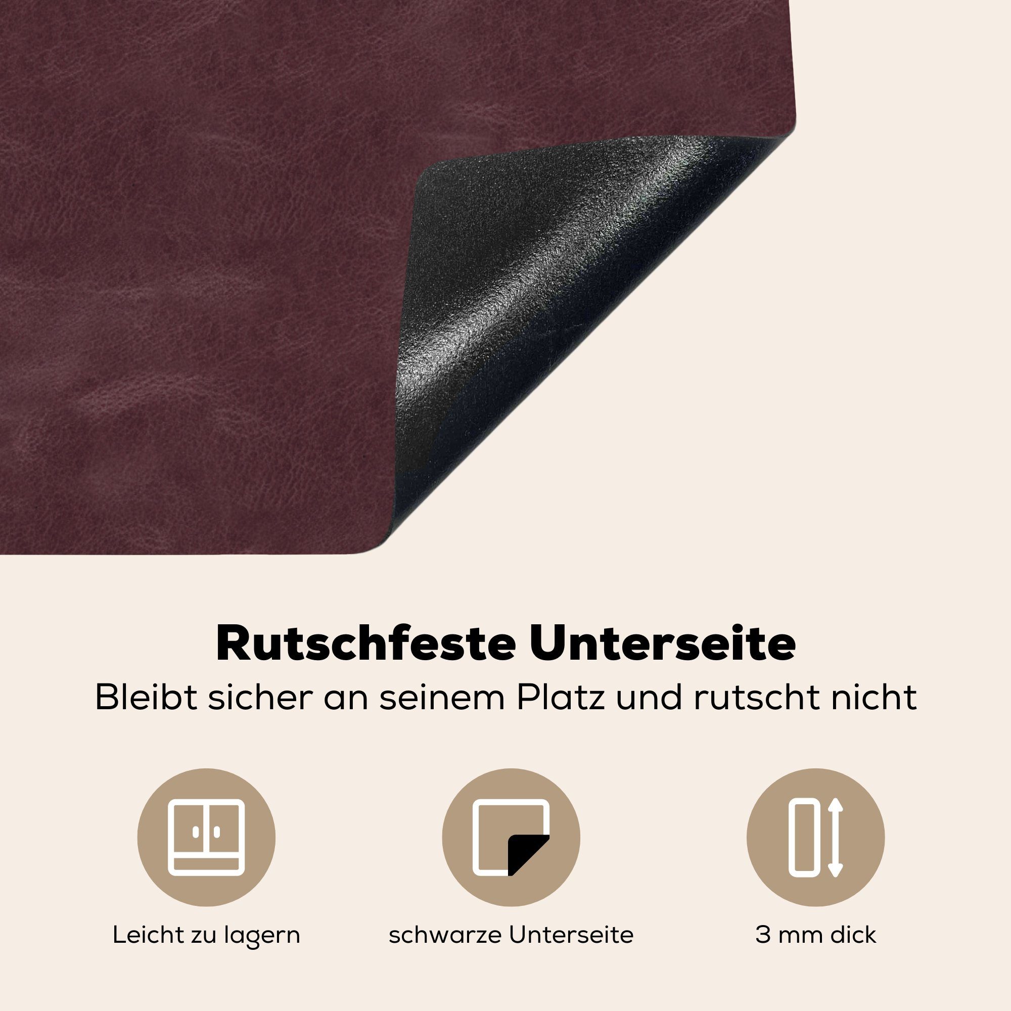 Herdblende-/Abdeckplatte tlg), - Leder 57x51 Induktionskochfeld, Tierhaut, - Vinyl, Rosa Induktionsschutz, (1 cm, Ceranfeldabdeckung MuchoWow