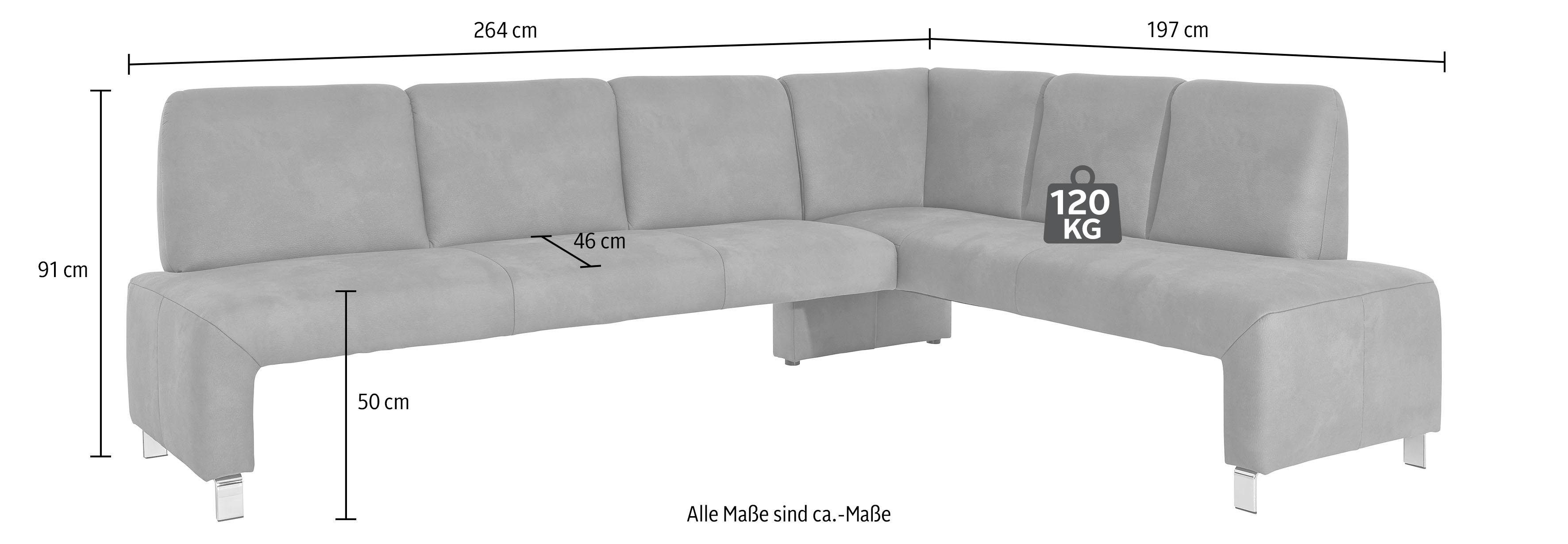exxpo - sofa fashion Eckbank Intenso, modern, wahlweise in Leder oder Textil, 264/197 cm (B/T), hohe Bodenfreiheit, frei im Raum stellbar, hoher Sitzkomfort