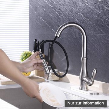 Juoungle Küchenarmatur Ersatz-Küchenarmatur-Düsenspray, Wasserhahn Kopf Edelstahl gebürstet