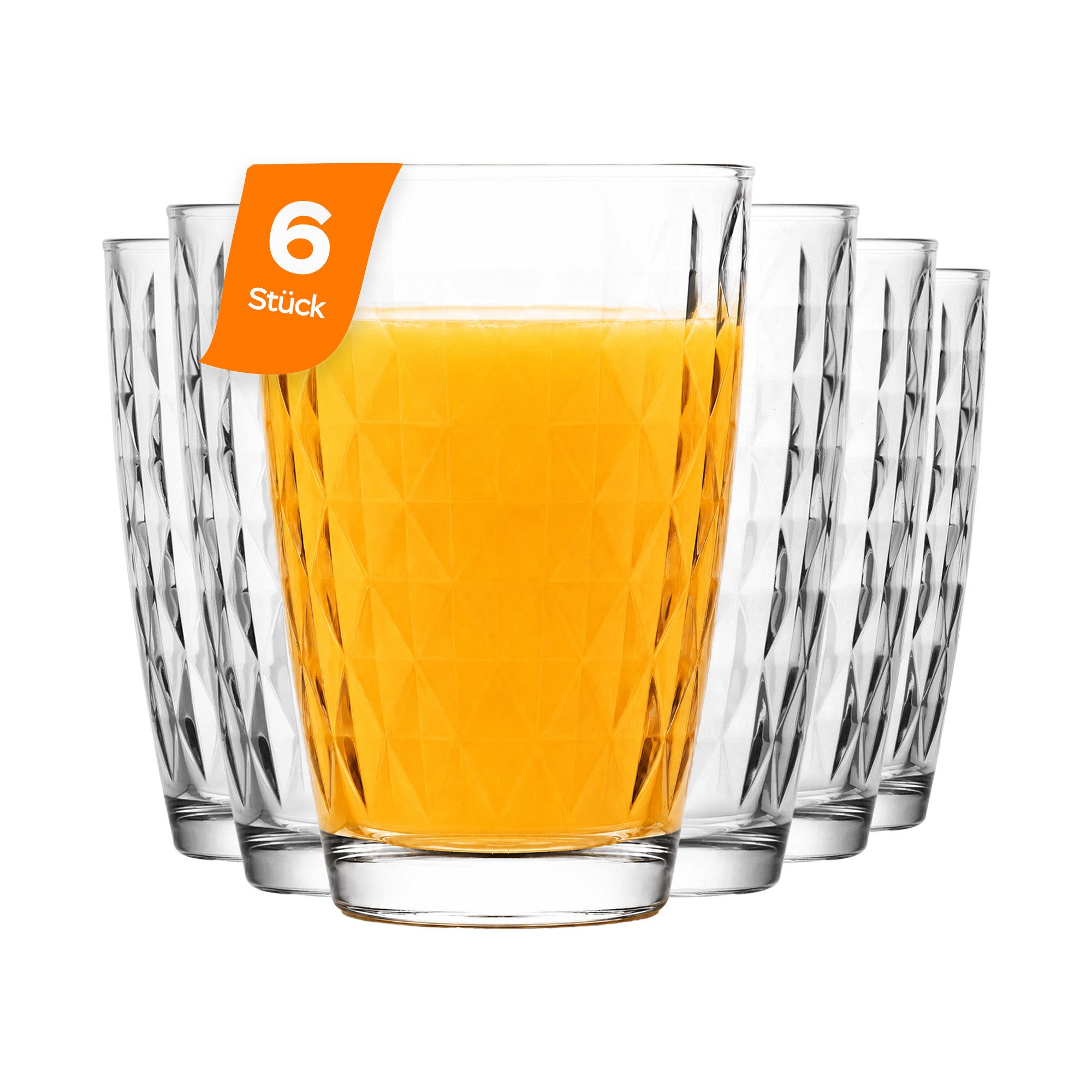 LAV Gläser-Set Artemis Longdrinkglas, 6-tlg., Glas, 6er Set, 415ml, Perfekt für Cocktails, Longdrinks und Softdrinks.