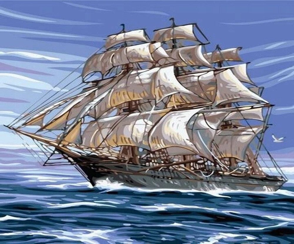 Norimpex Malen nach Zahlen Malovin nach Nummer Segelboot auf See 40x50cm