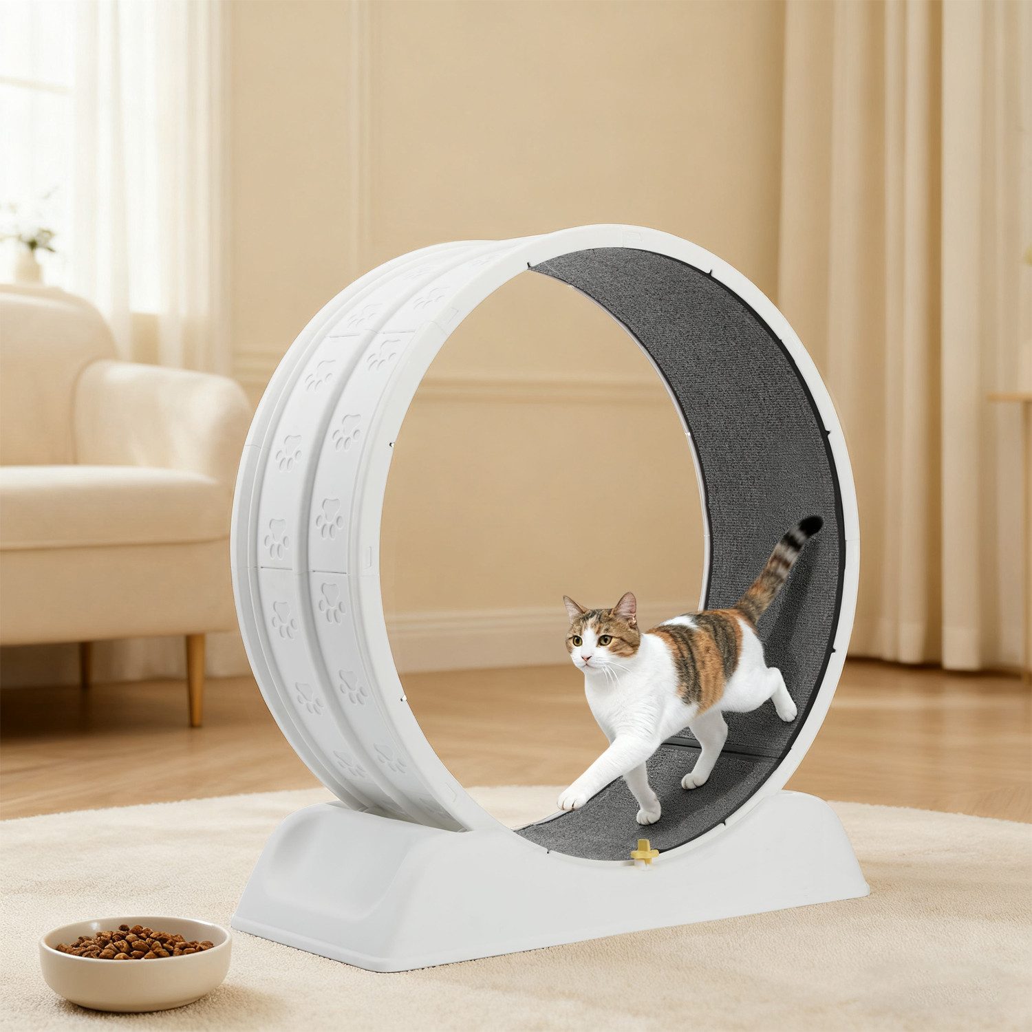 oyajia Tier-Aktivitätsspiel Tierlaufrad, Katzenlaufband, Laufband für Katzen, Zimmerläufer, PP-Kunststoff, Leise, Pfotenschutz, Feststellbar, 80cm Innendurchmesser