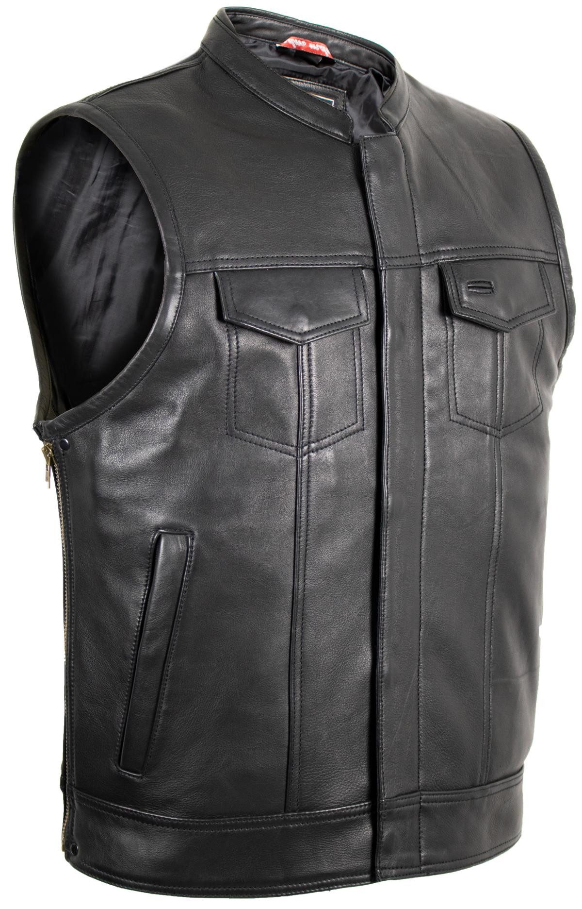 MDM Lederweste Herren Biker Motorrad Lederweste günstig online kaufen