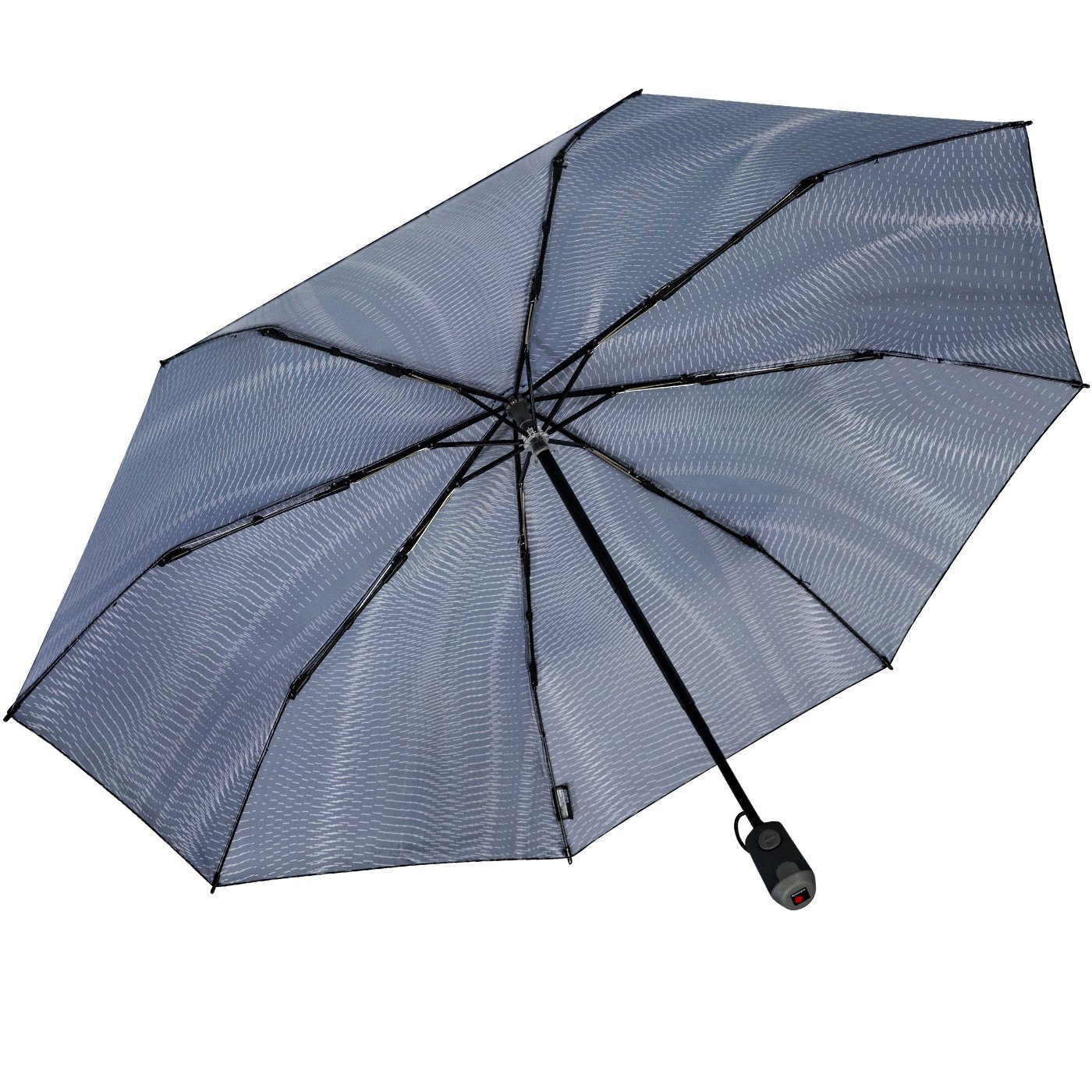 - Sound Schirm Duomatic mit E.200 Taschenregenschirm moon Knirps® schwarz-beige mit Damen Auf-Zu-Automatik, Linien-Muster