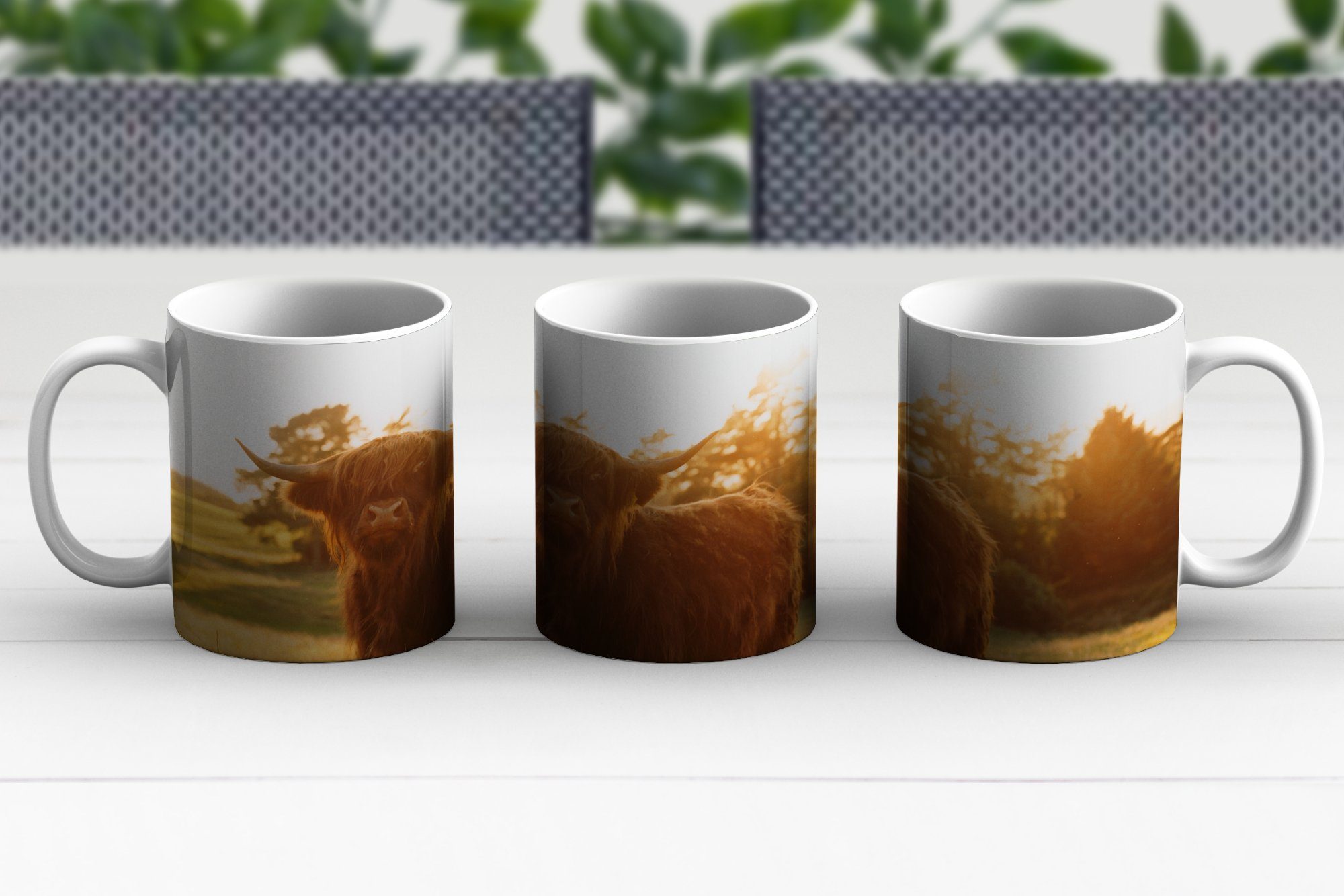 Schottischer Gras MuchoWow Sonne, - Becher, Hochländer Teetasse, - Tasse Kaffeetassen, Geschenk Keramik, Teetasse,