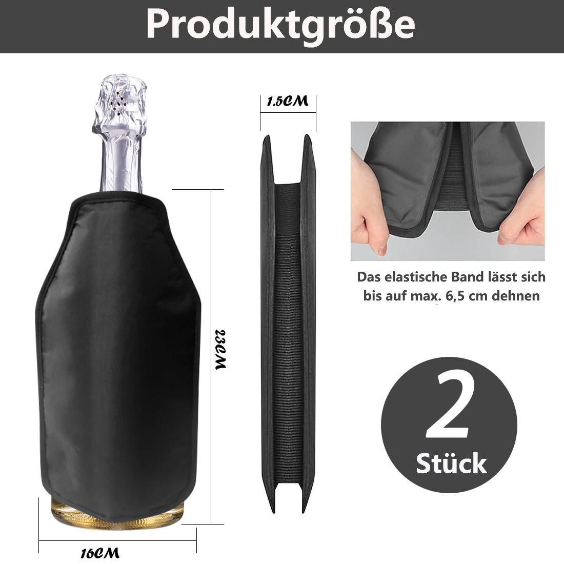 FOUORTUNATE-BEE Kühlmanschette 2er Set Kühlmanschette Weinkühler Wein- und Sektkühler, für Wein, Sekt und Champagner, ideal für Partys, Grillen und unterwegs