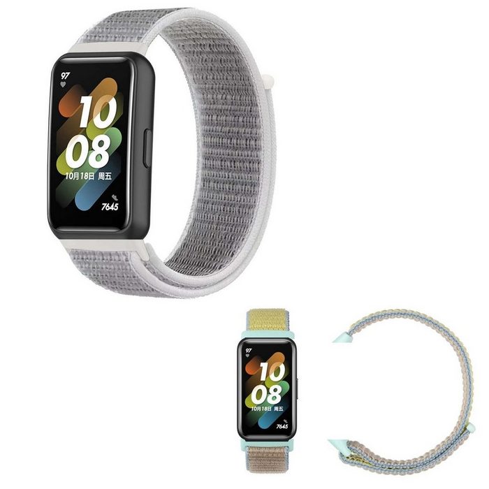 Wigento Smartwatch-Armband Für Huawei Band 7 / Honor Band 7 Uhr Watch Nylon Klettverschluss Armband Ersatz Sport Arm Band Muster 6