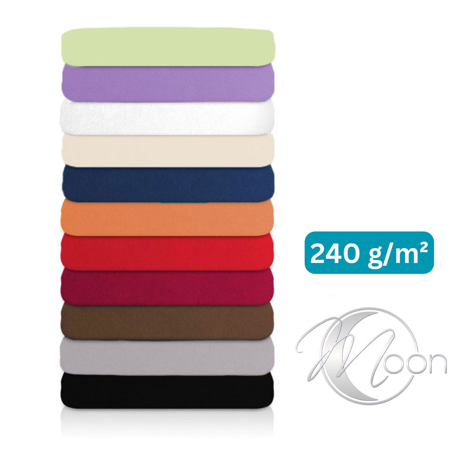 MOON Heimtextilien Spannbettlaken Line Platin 180-200x200-220 cm, gezwirnte Mako-Baumwolle