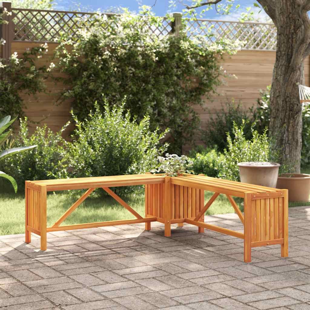 Gartenbank Garten-Eckbank mit Pflanzkübel 117x117x40 cm Massivholz Akazie