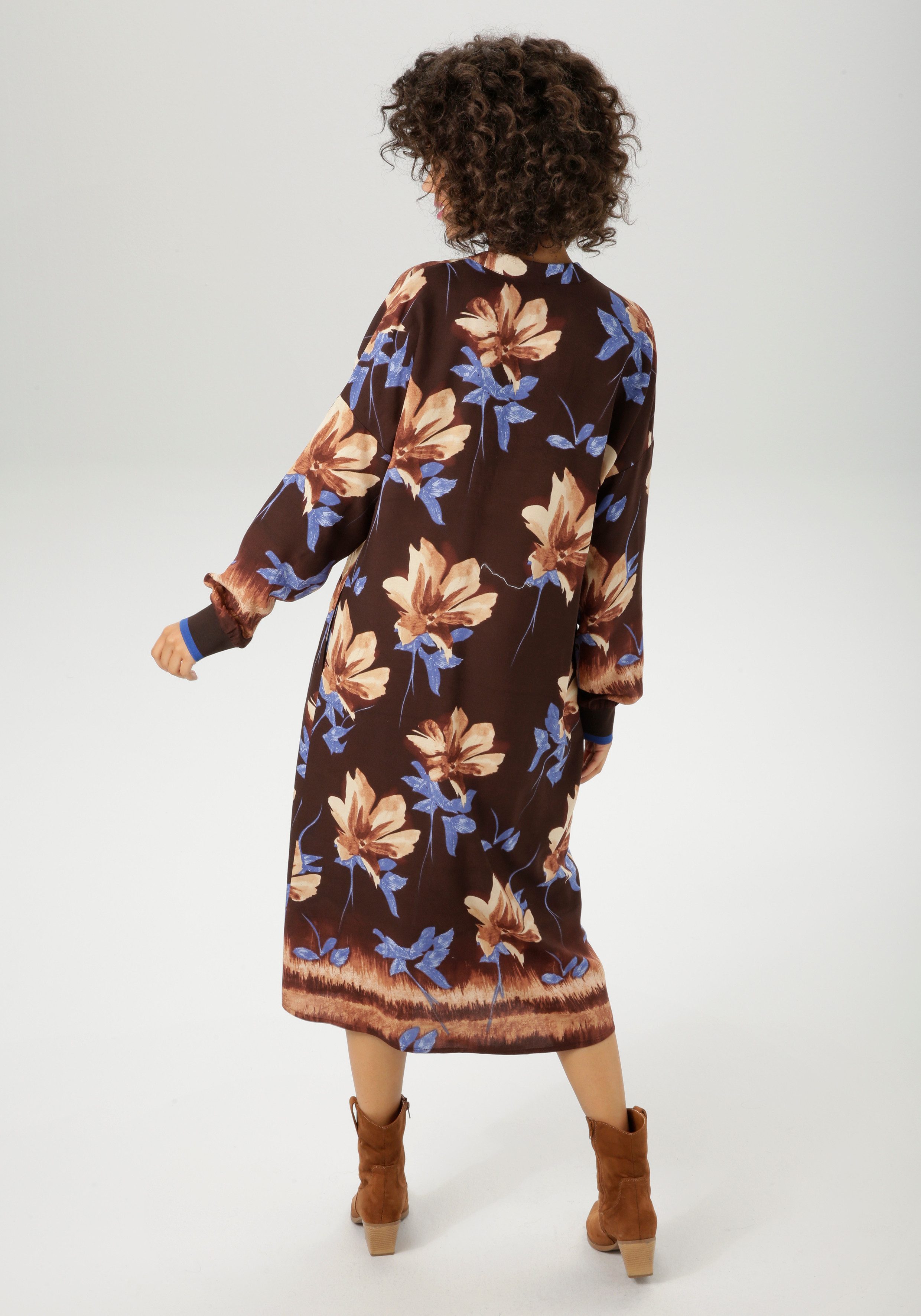 Aniston CASUAL Blusenkleid mit großflächigem Blumendruck und Bordüre