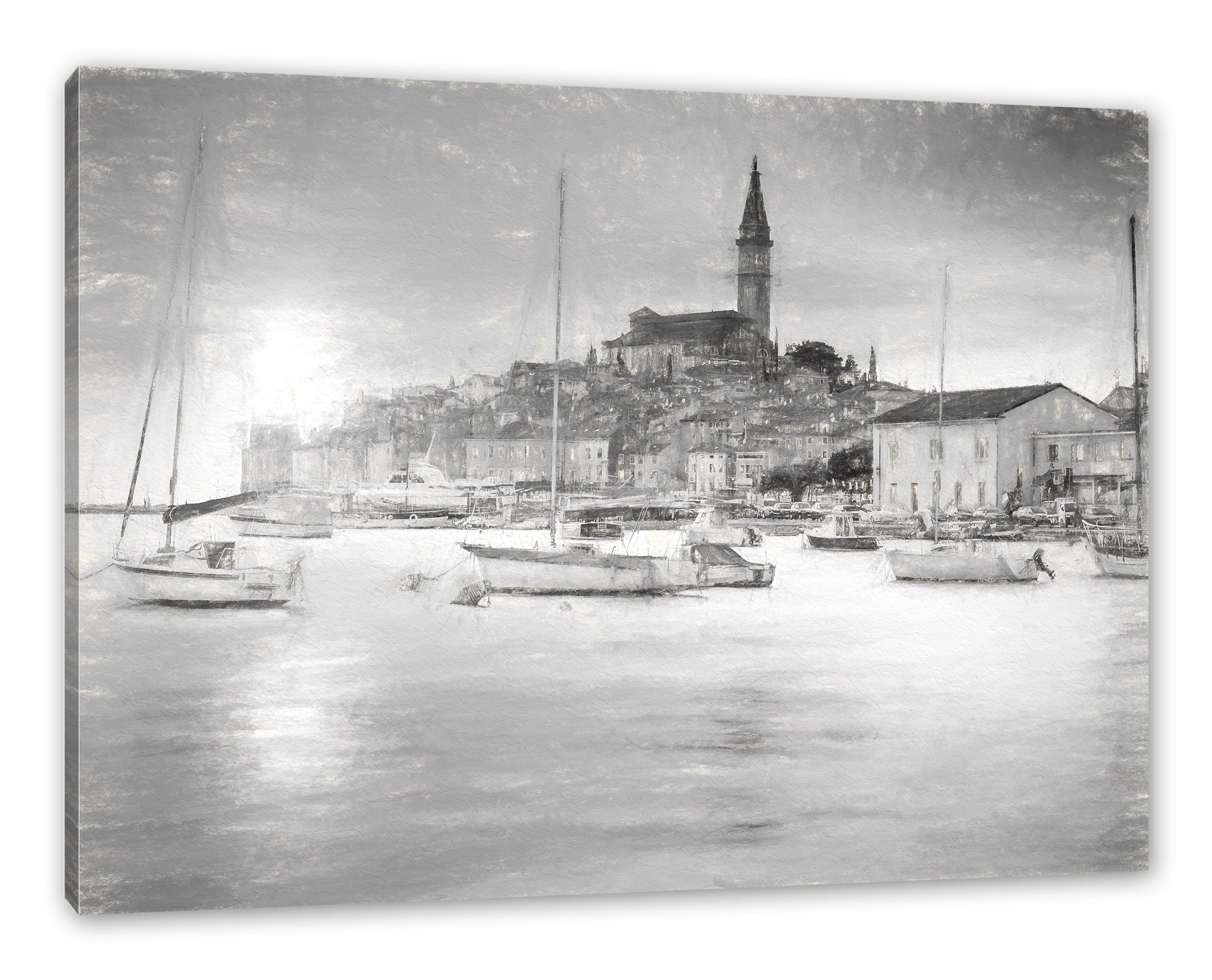 Pixxprint Leinwandbild Kroatische Hafenstadt, Kroatische Hafenstadt (1 St), Leinwandbild fertig bespannt, inkl. Zackenaufhänger | Leinwandbilder