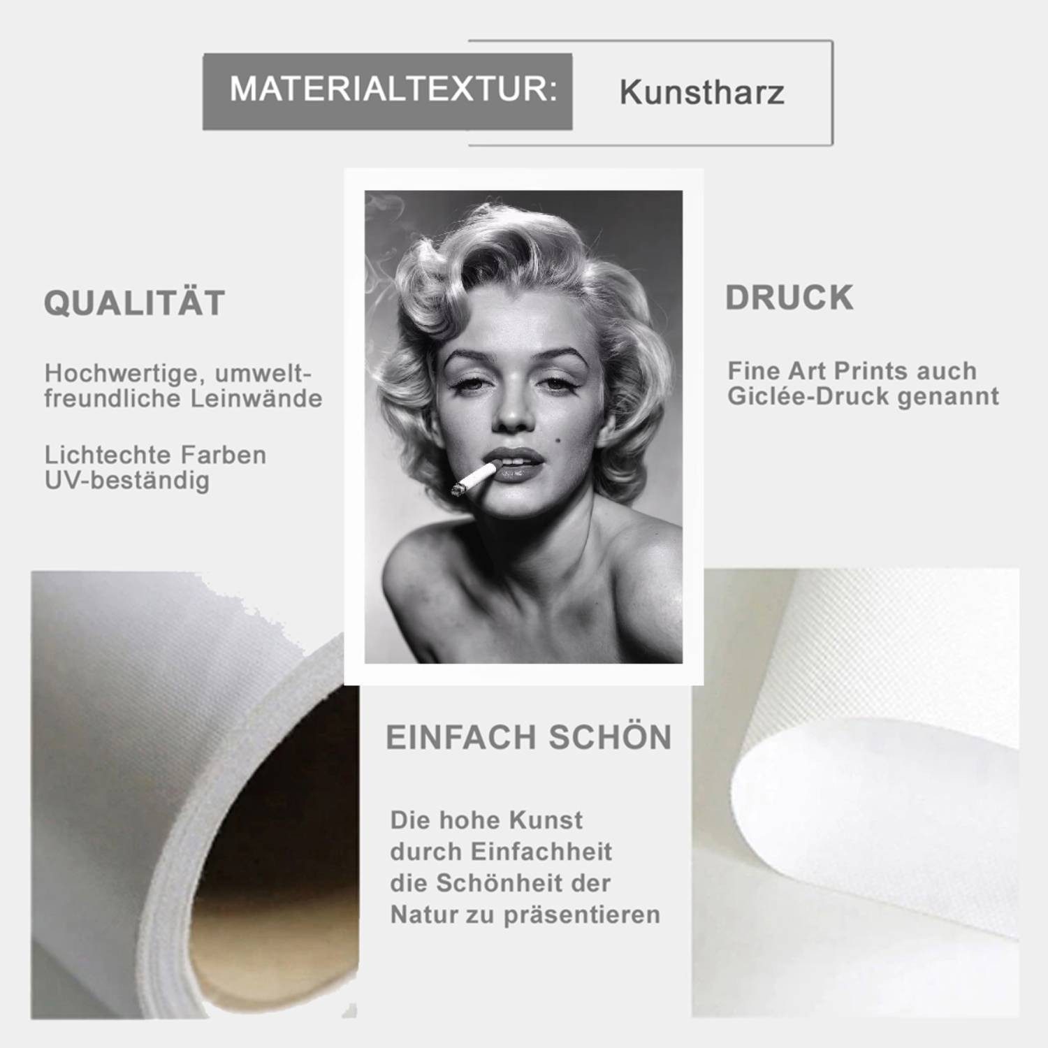 TPFLiving Kunstdruck OHNE RAHMEN, Audrey Hepburn - Marylin Monroe - Frauenm günstig online kaufen