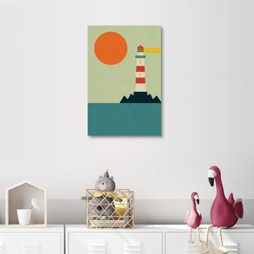 Posterlounge Holzbild Andy Westface, Leuchtturm, Jungenzimmer Maritim Digitale Kunst