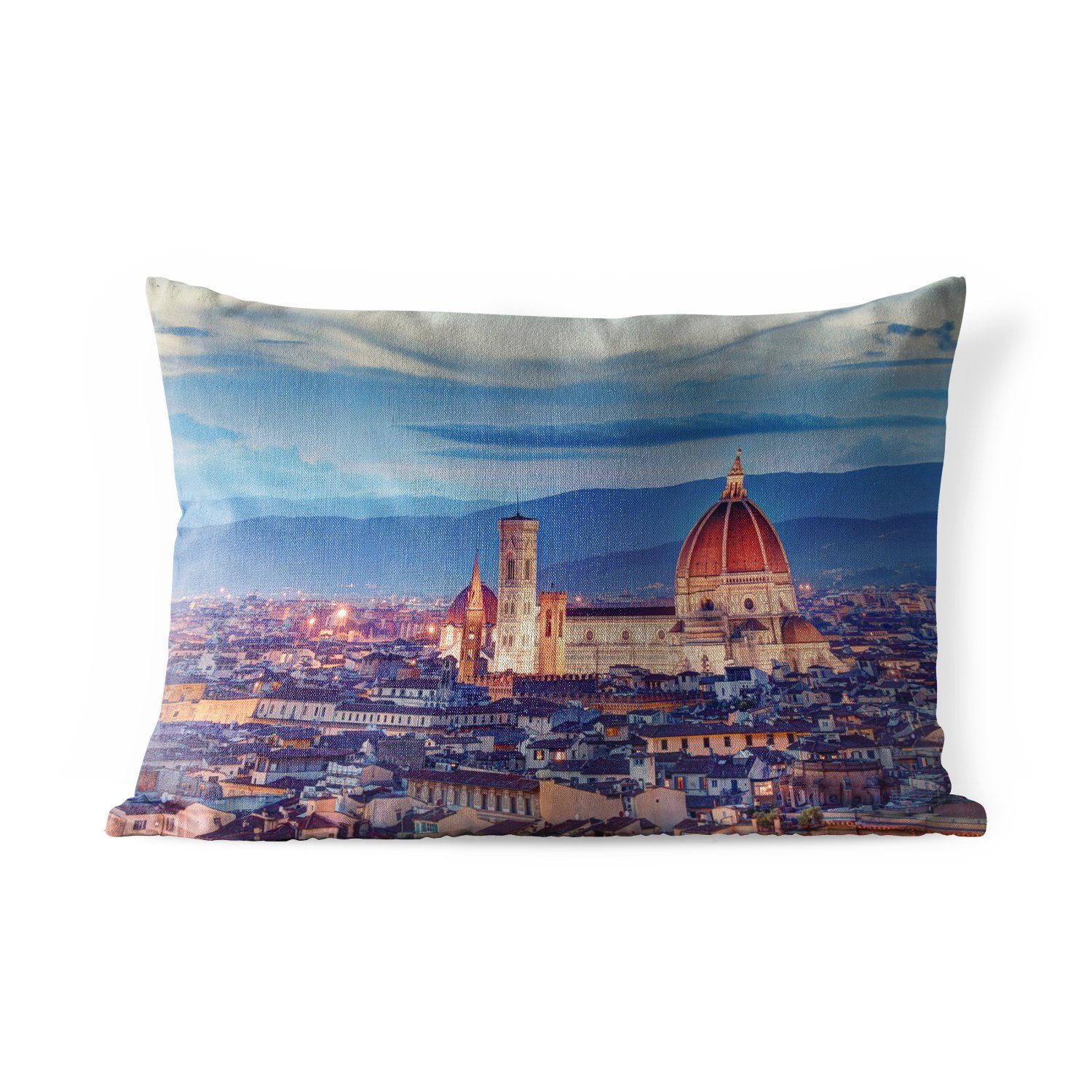 MuchoWow Dekokissen Florenz - Kathedrale - Sonne, Outdoor-Dekorationskissen, Polyester, Dekokissenbezug, Kissenhülle