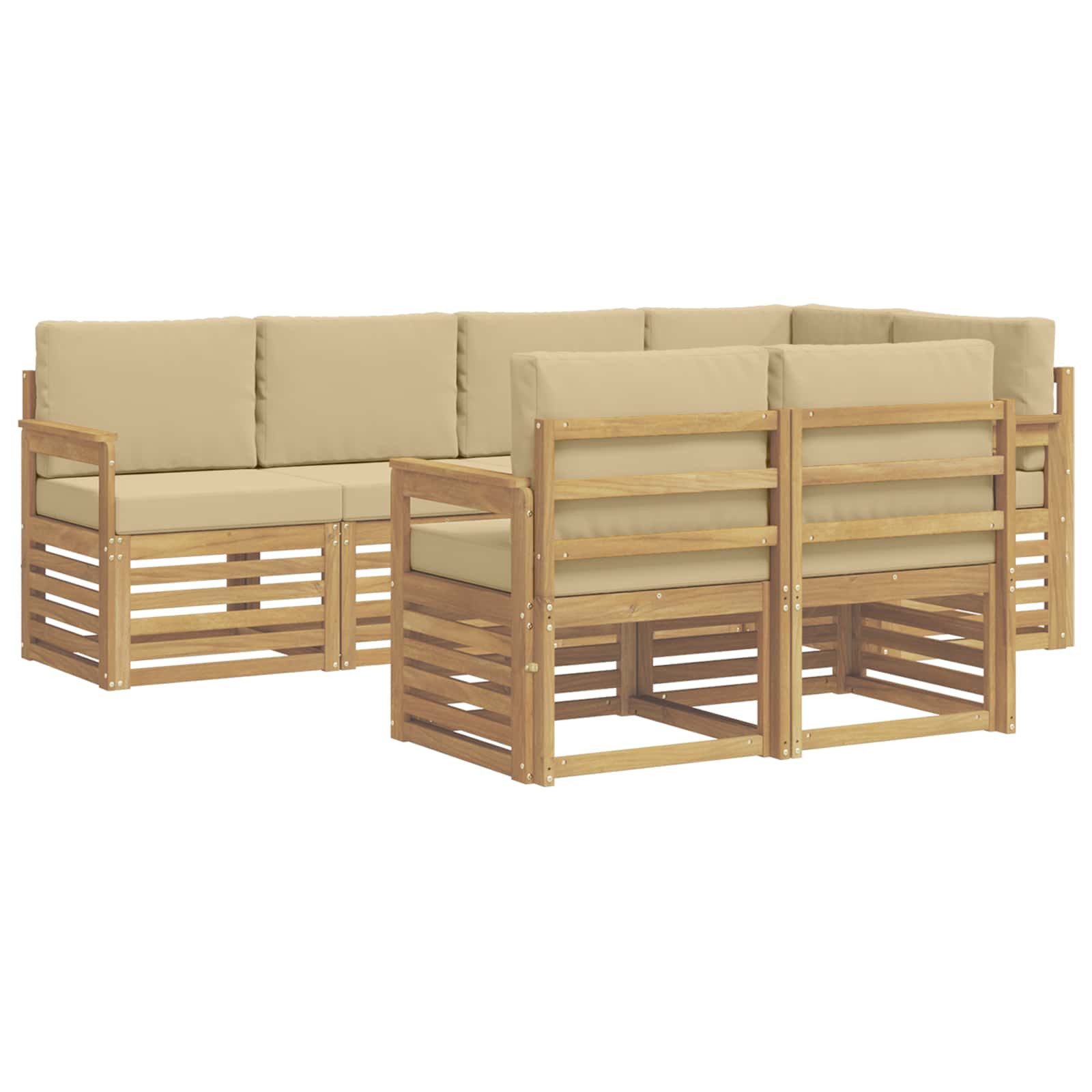 Gartenlounge-Set Outdoor-Sofagarnitur 7 pcs Weiß und Beige 247 x 128,5 x 73 cm
