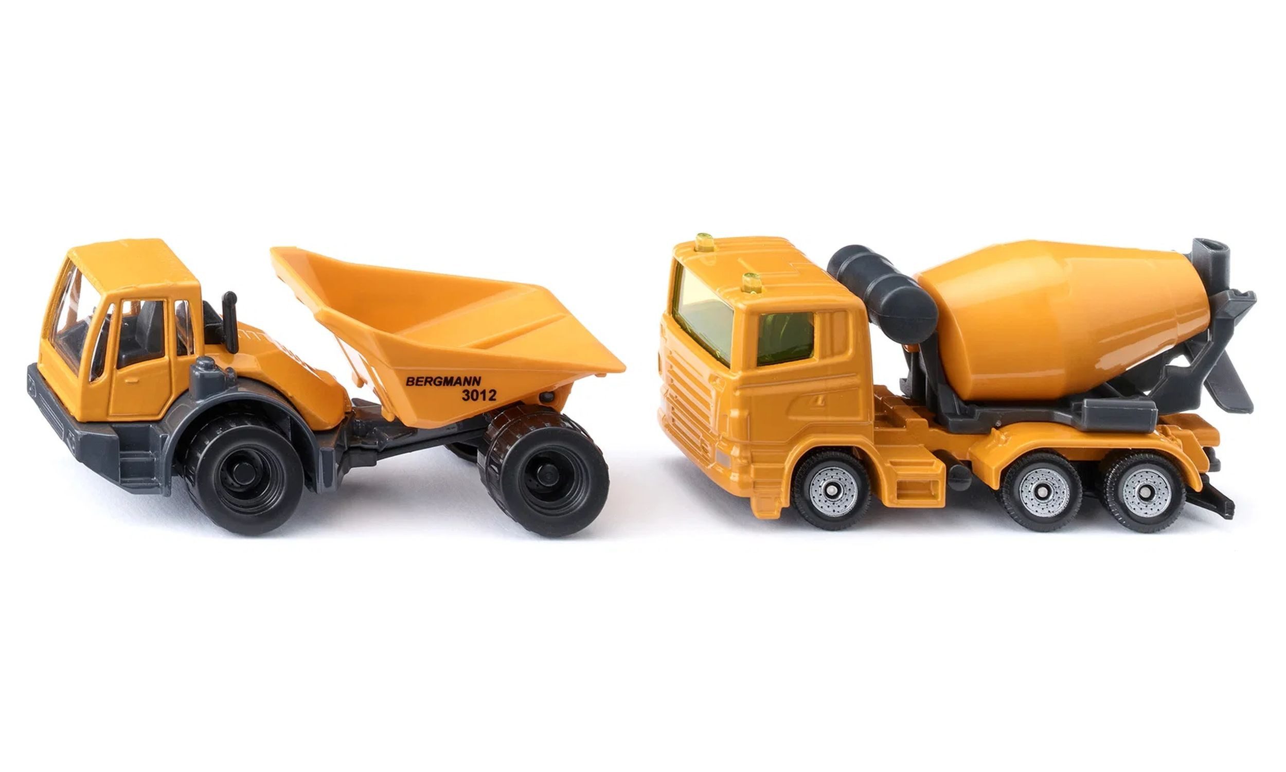 Siku Spielzeug-Auto Baustellen-Set mit Dumper und Betonmischer, Drehbare Trommel, kippbare Mulde