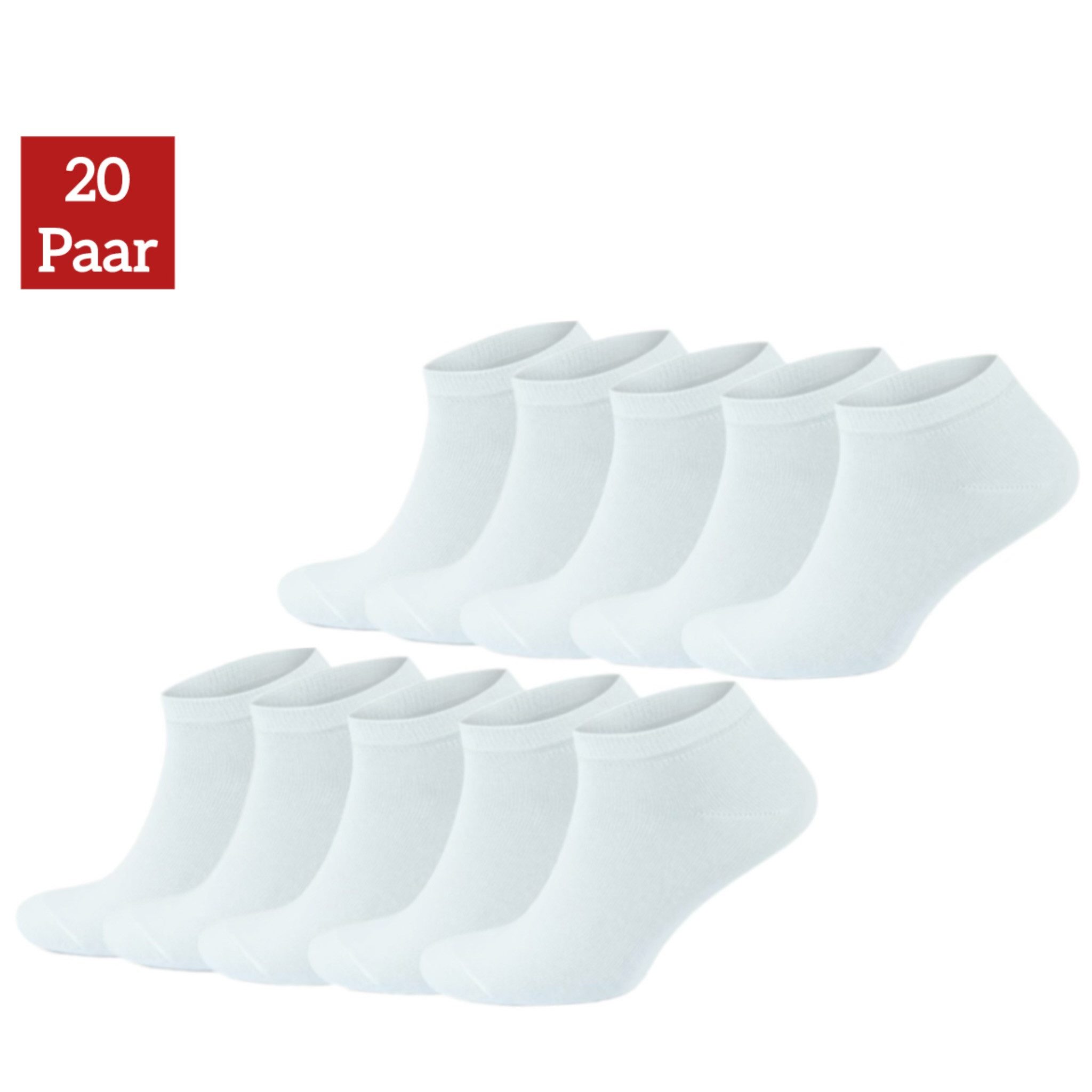 NERS Sneakersocken 10-20 Paar Sneaker Socken aus Baumwolle, für Damen & Herren, ohne Naht (20-Paar, 20 Paar) Kein Verrutschen, mit Komfortbund, atmungsaktiv, für Alltag & Sport