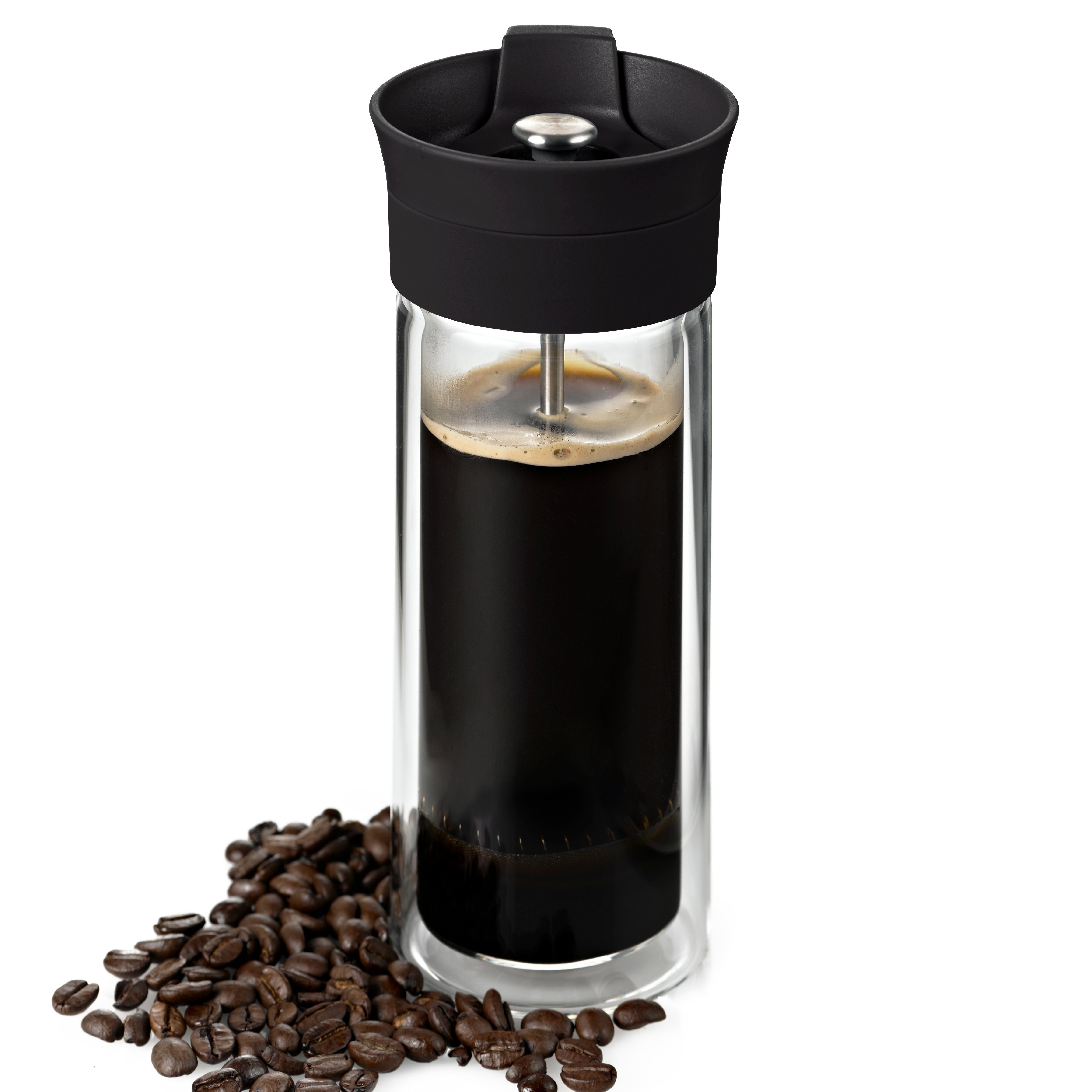 AdHoc Kaffeebereiter Doppelwandiger French-Press Kaffeebecher THERMO-GLASS,  0,300l Kaffeekanne