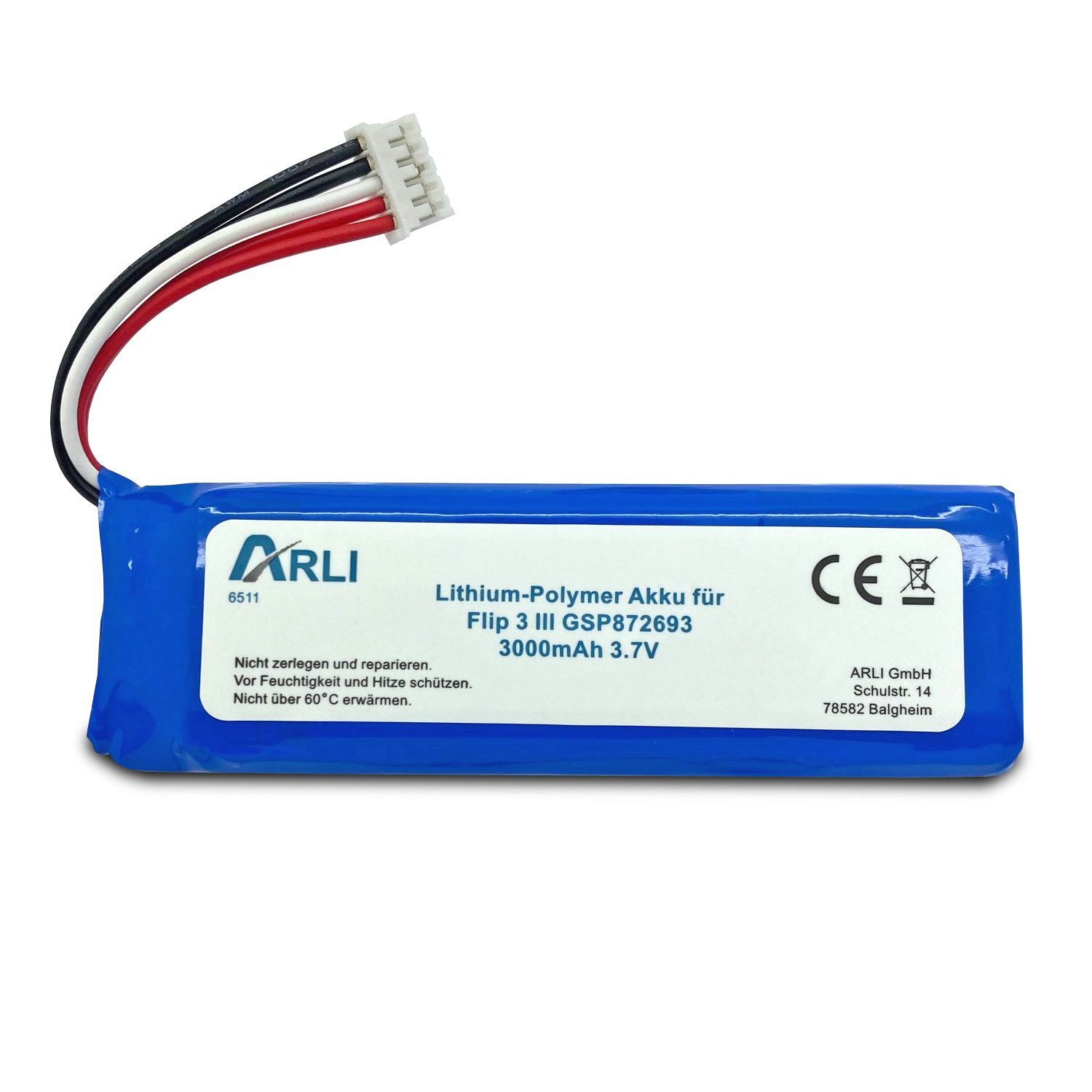 ARLI Akku passend für JBL Flip 3 III GSP872693 3,7V Ersatz Flip3 Akku 3000 mAh (3,7 V, 1 St)