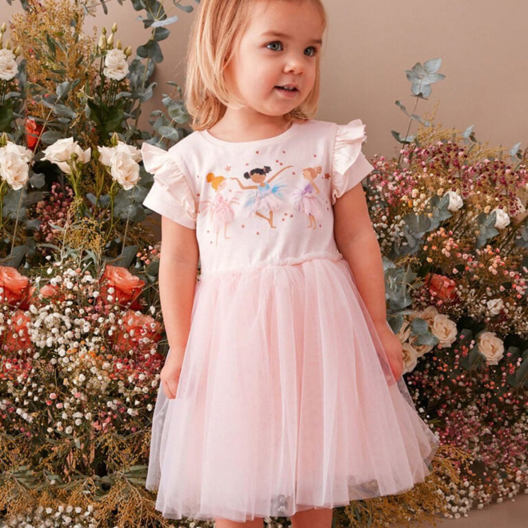 suebidou Midikleid Chiffon Kleid Kurzarm 'Tänzerinnen' Tüllkleid