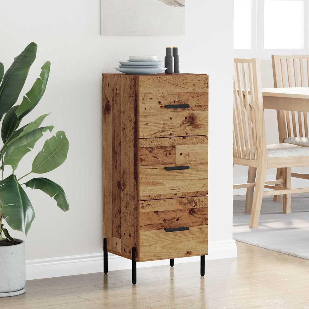 vidaXL Sideboard Kommode Schubladenschrank Sideboard Altholz 34 x 34,5 x 90 cm Holzwerk