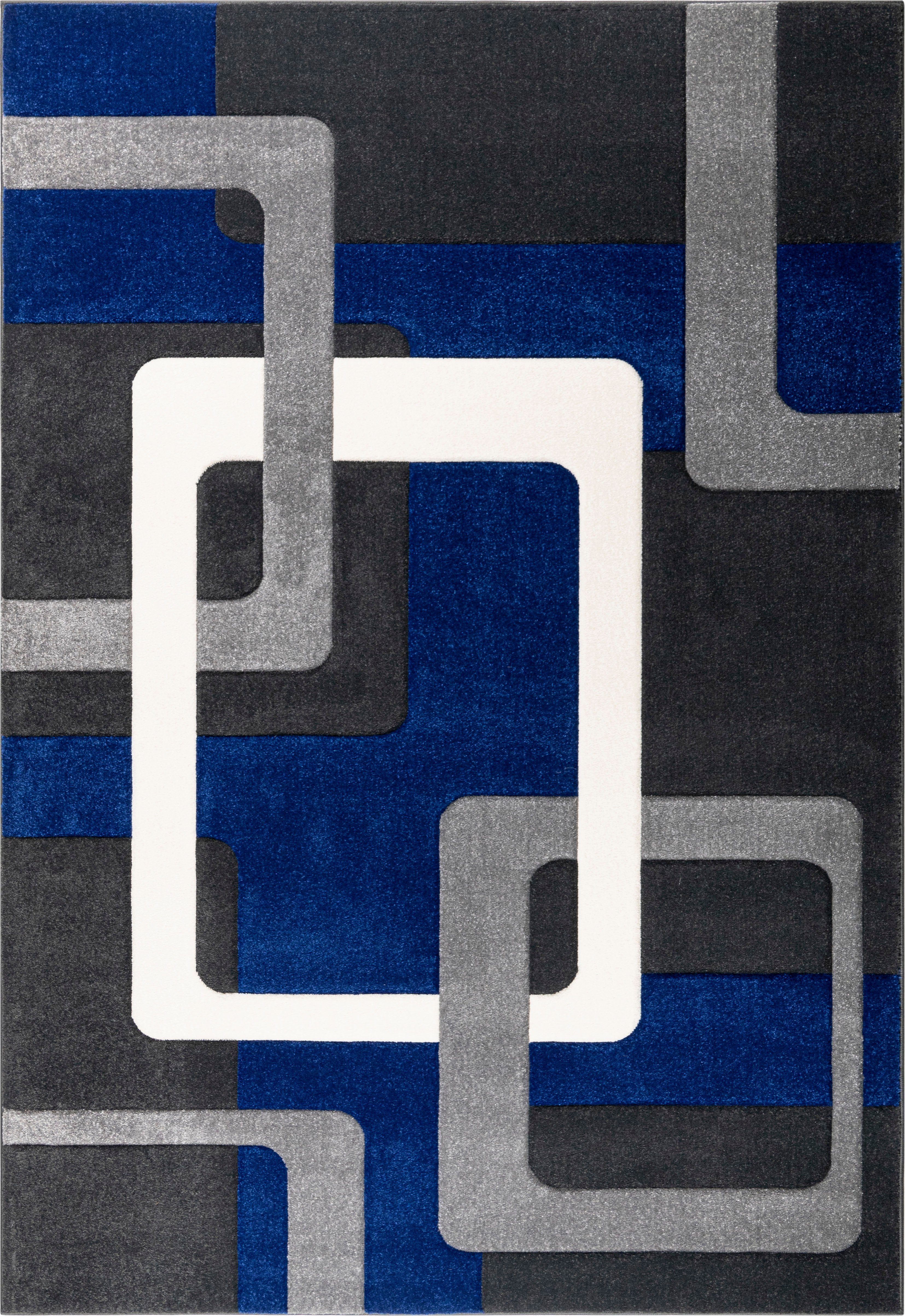 Teppich Maxim, home, Hoch-Tief-Effekt, 13 rechteckig, Höhe: 3D-Design Kurzflor, blau/grau my mm