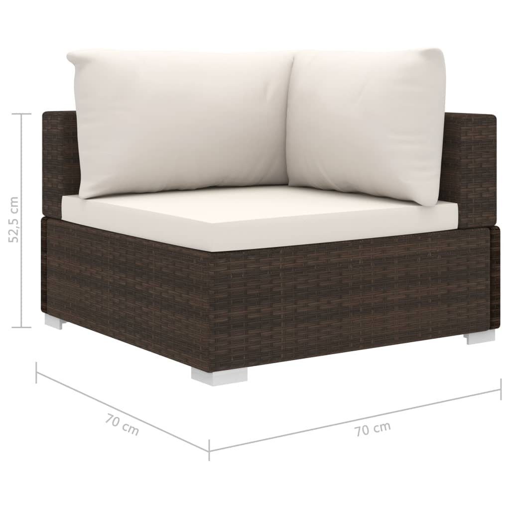 Auflagen (4-tlg) vidaXL Poly Rattan mit Gartenlounge-Set Braun, Garten-Lounge-Set 4-tlg.