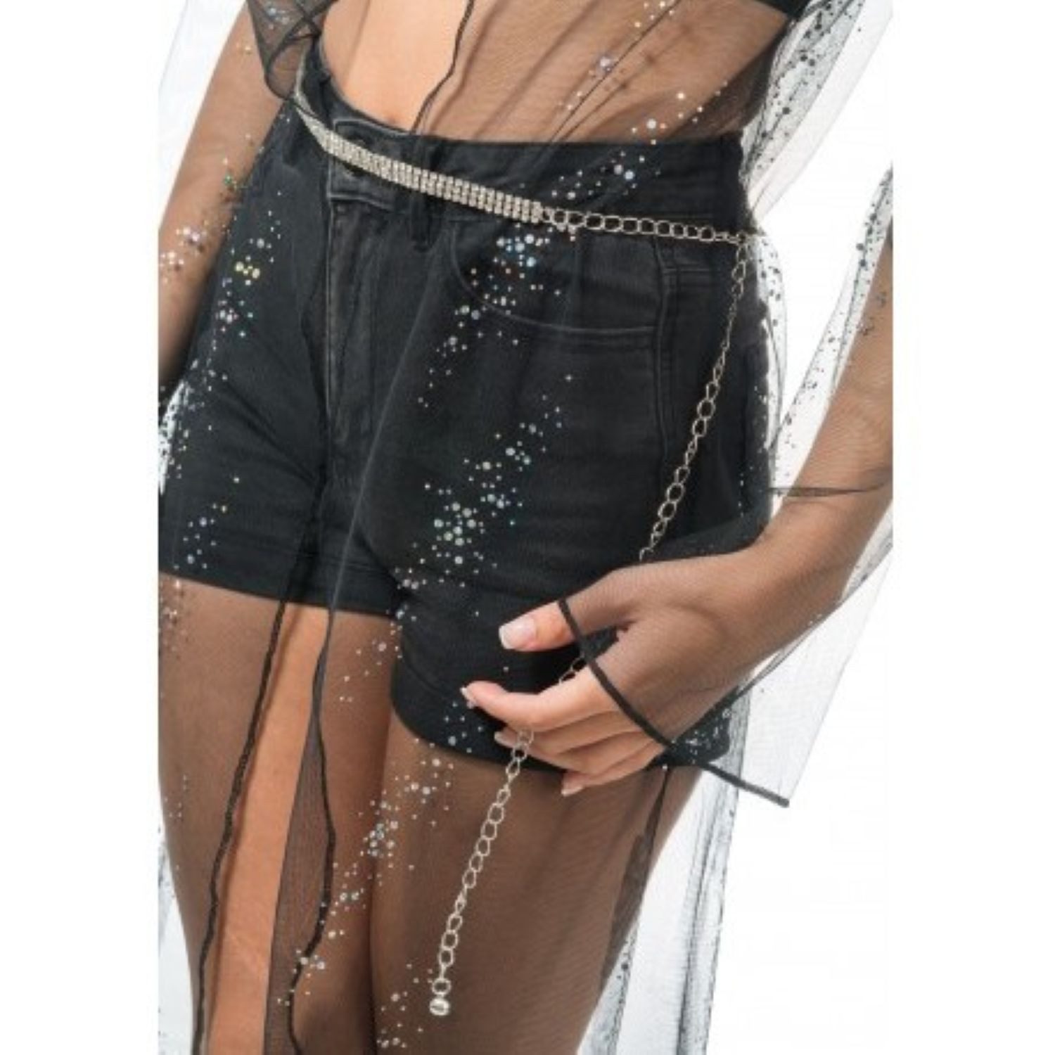 CHAKS Kostüm Festival Damen Gürtel mit Strass 113 cm, Silber günstig online kaufen