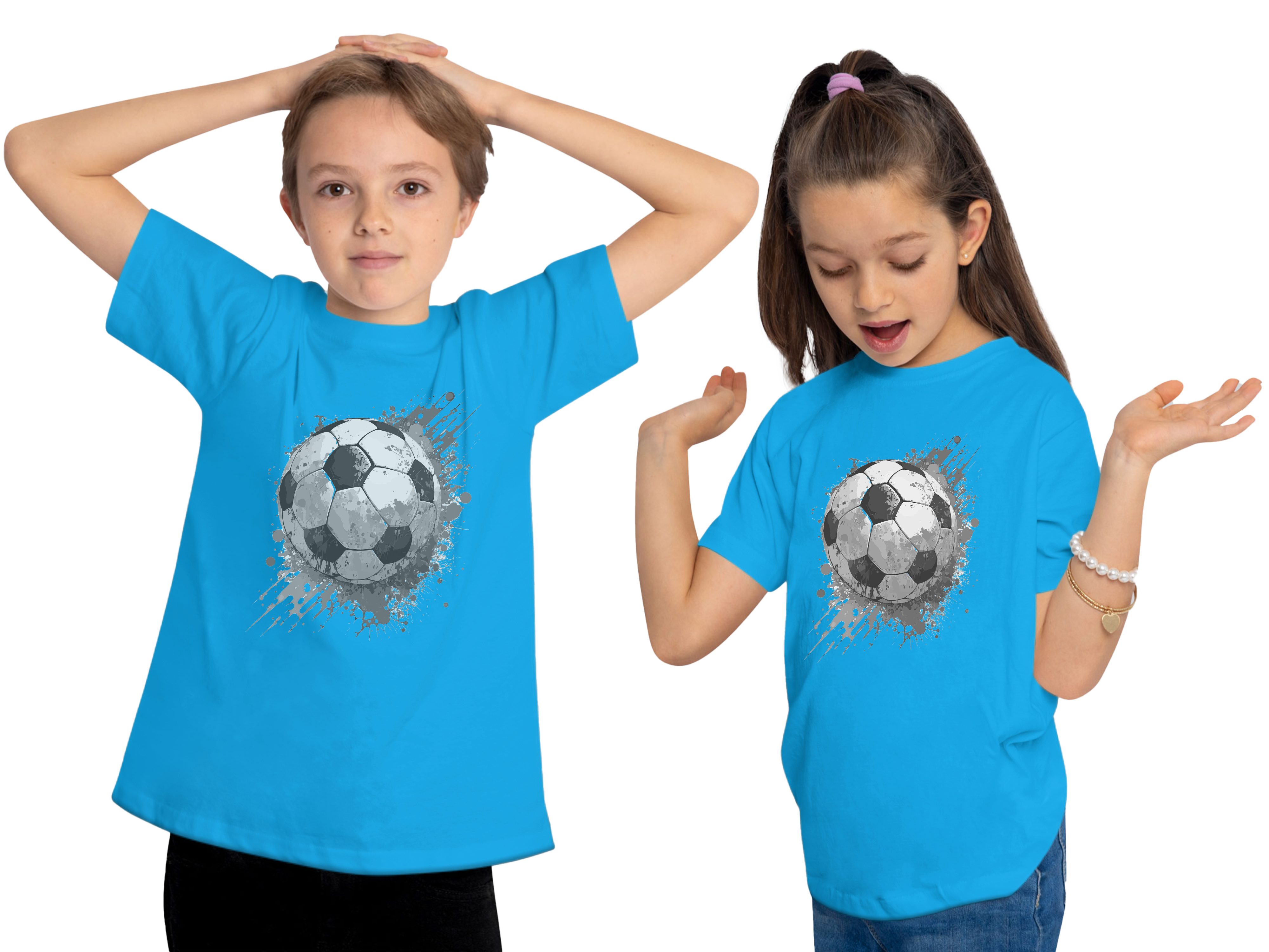 MyDesign24 T-Shirt Kinder Fussball Printshirt Bedrucktes Fussball T-Shirt kurzarm i480
