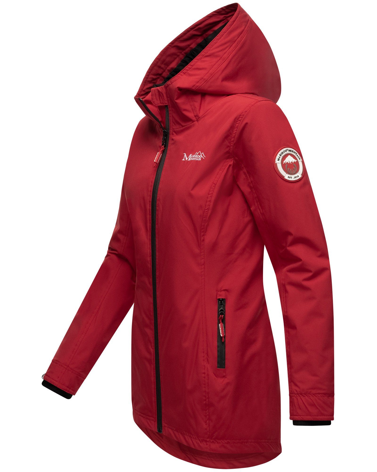 Kapuze mit Red Marikoo Outdoorjacke Übergangsjacke sportliche Honigbeere Dark