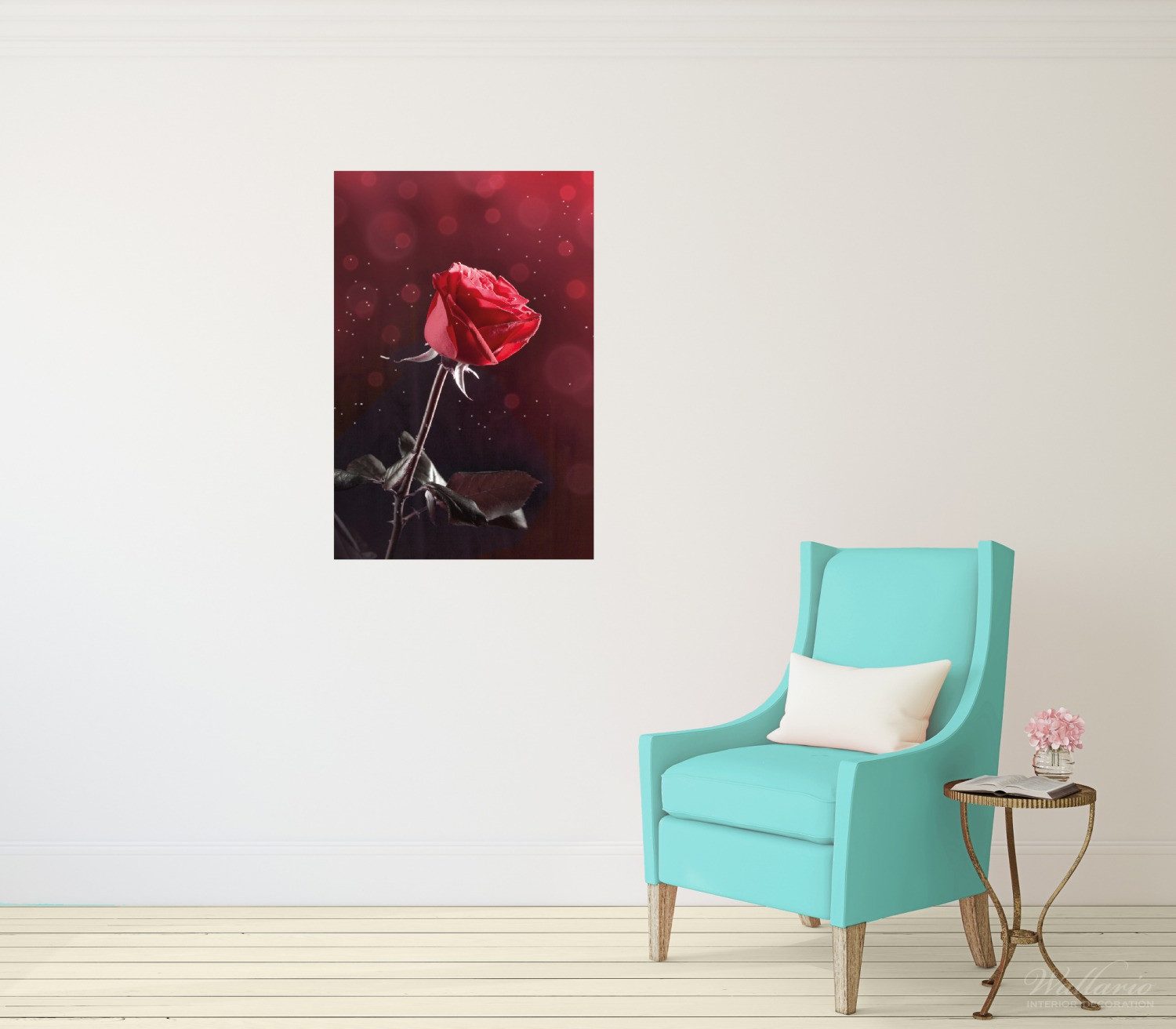 Wallario Wandfolie, Rote Rose Single, in verschiedenen Ausführungen