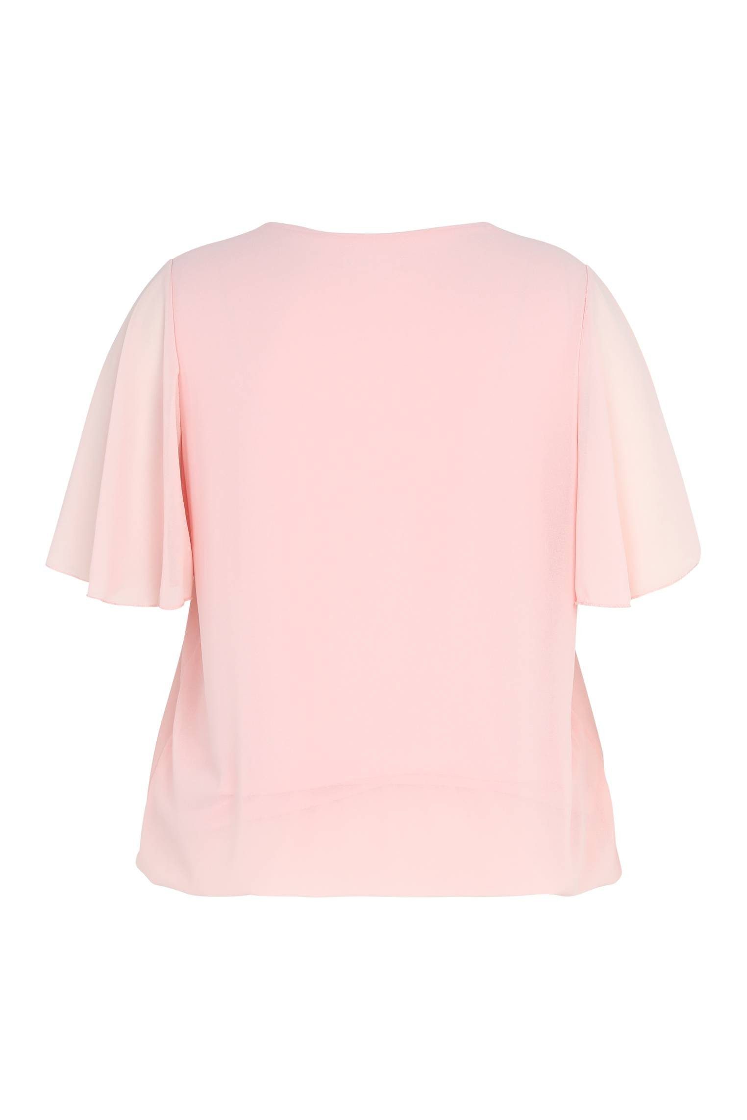 Unifarbene Rosa Volantärmeln Shirtbluse (1-tlg) Paprika Mit Kurzen Bluse