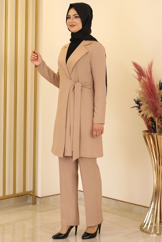 Modavitrini Hosenanzug Damen Zweiteiler – Langarm Long-Sakko mit Hose – Mod günstig online kaufen
