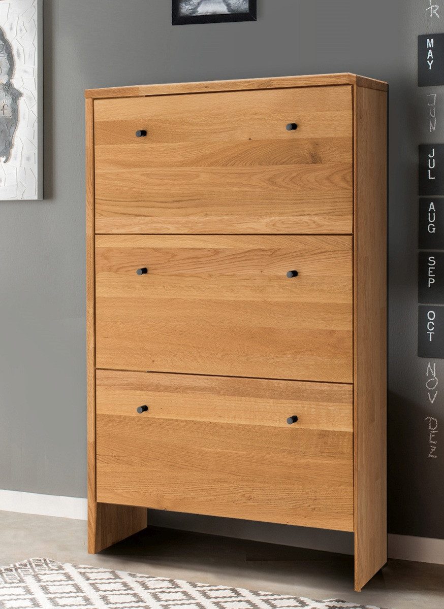 Main Möbel Schuhschrank Schuhschrank 3 Klappen 82x133cm 'Stockholm' Wildeiche massiv