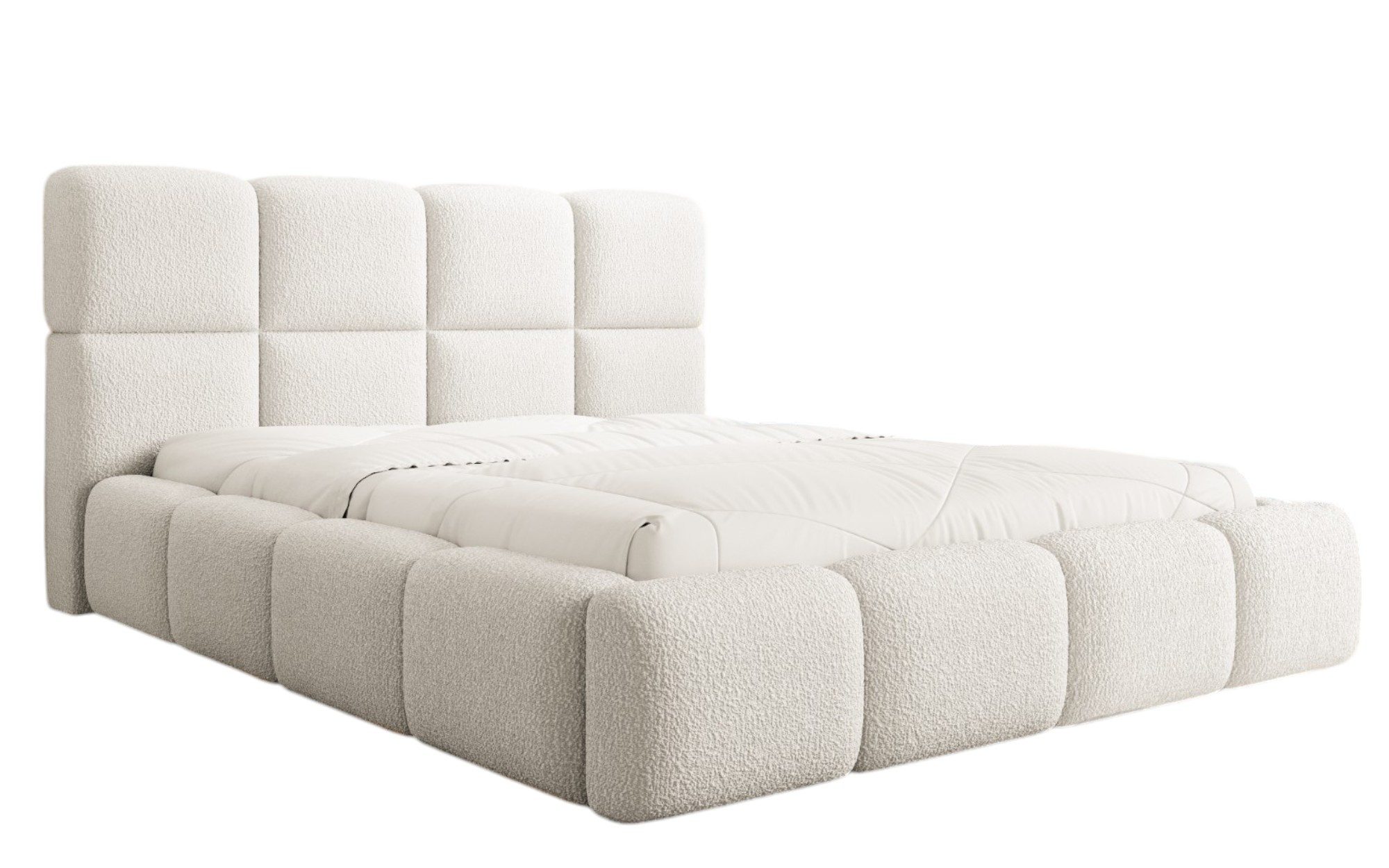 Compleo Polsterbett aus Bouclé MERID Doppelbett mit Kopfstütze, Rahmenbettg günstig online kaufen